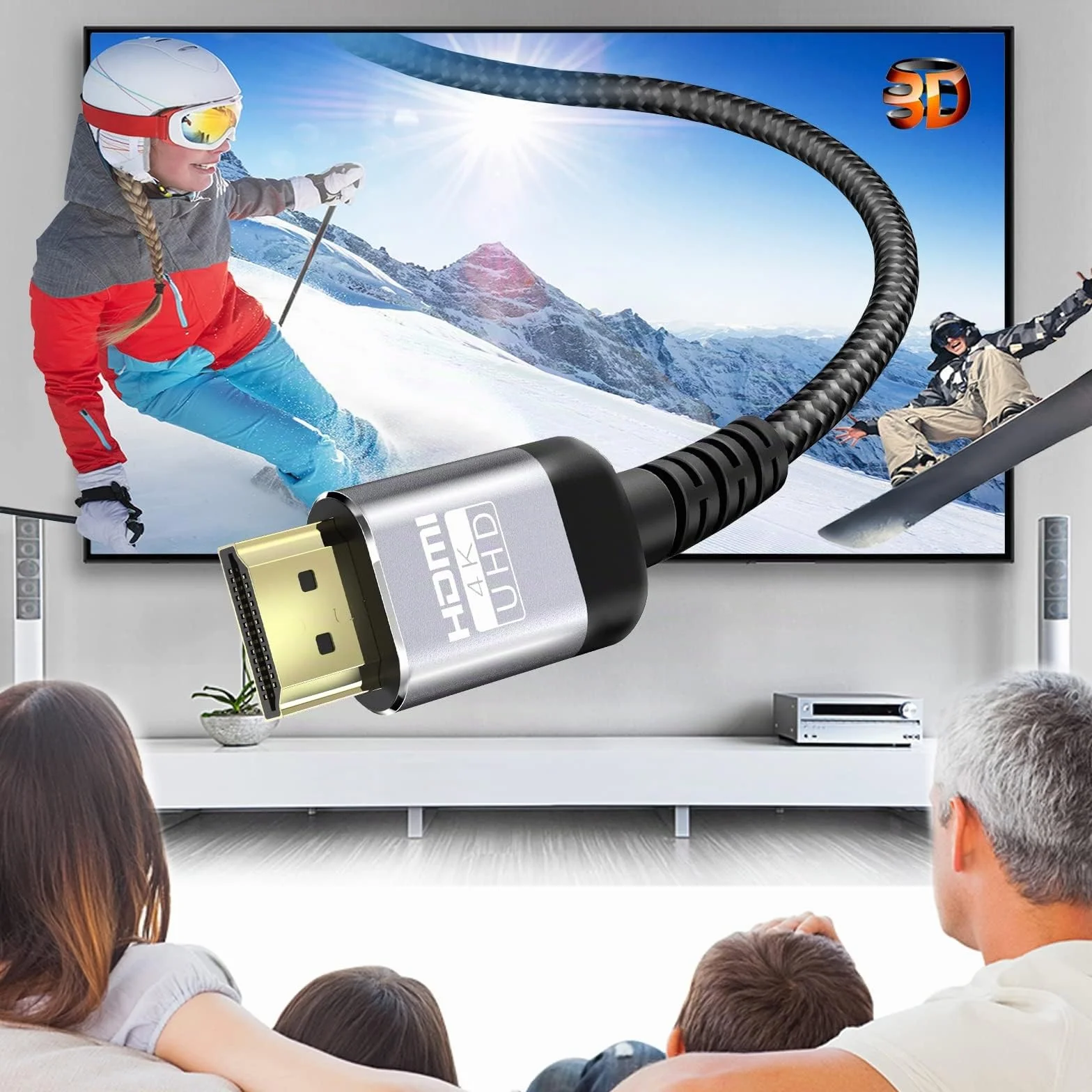 Soonsoonic Cable HDMI 4K 10 metros | Cables HDMI 2.0 de alta velocidad & 4K@60Hz HDR ARC HDCP2.2 CEC Ethernet | para TV UHD, monitor, laptop, Xbox, PS4/PS5, etc.