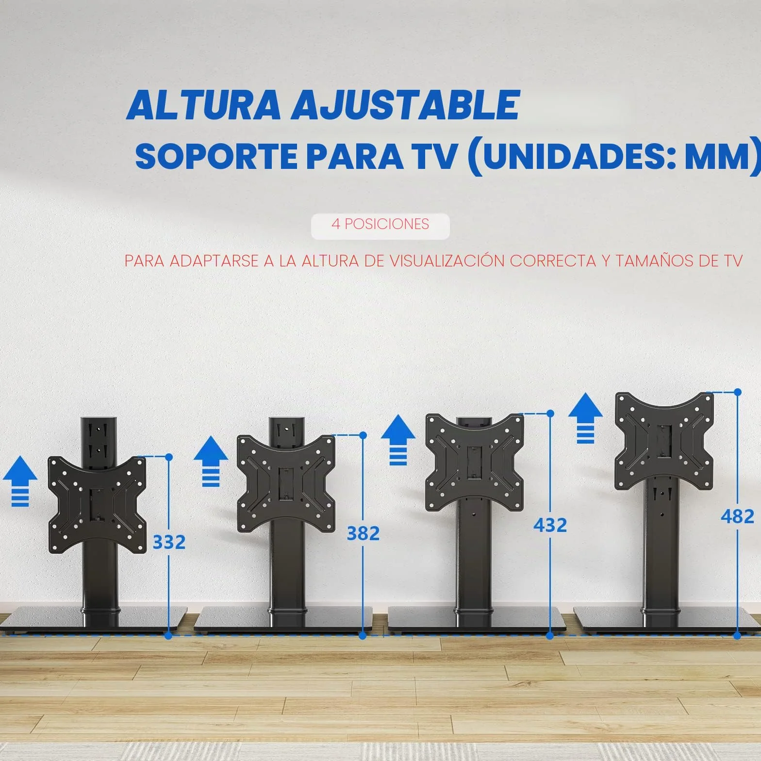 RFIVER Soporte Pie TV de Mesa Peanas para TV de 23 a 43 Pulgadas con Giratorio y Altura Ajustable | MAX vesa 200 x 200 mm 30KG