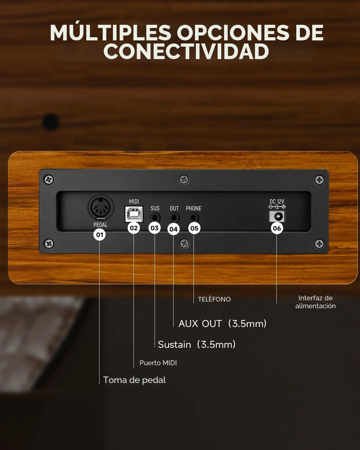 Eastar EUP-100 Piano de Teclado Contrapesado 88 Teclas, Piano Digital para Principiantes,con Funda, Auriculares, Pegatinas Musicales, Tres Pedales, Conexión Inalámbrica, Grabación, MIDI- Madera Retro