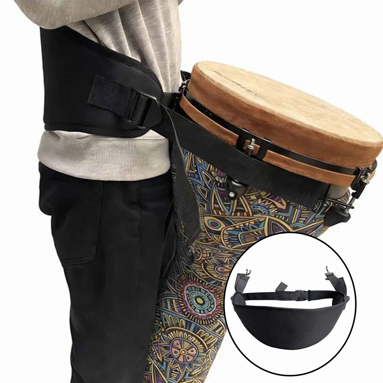 Correa para La Cintura de Djembé Accesorio para Instrumentos Musicales Cinturónn para Tambor de Mano Correa de Tambor Ajustable Profesional para Instrumentos Africanos Cinturón de Hombro