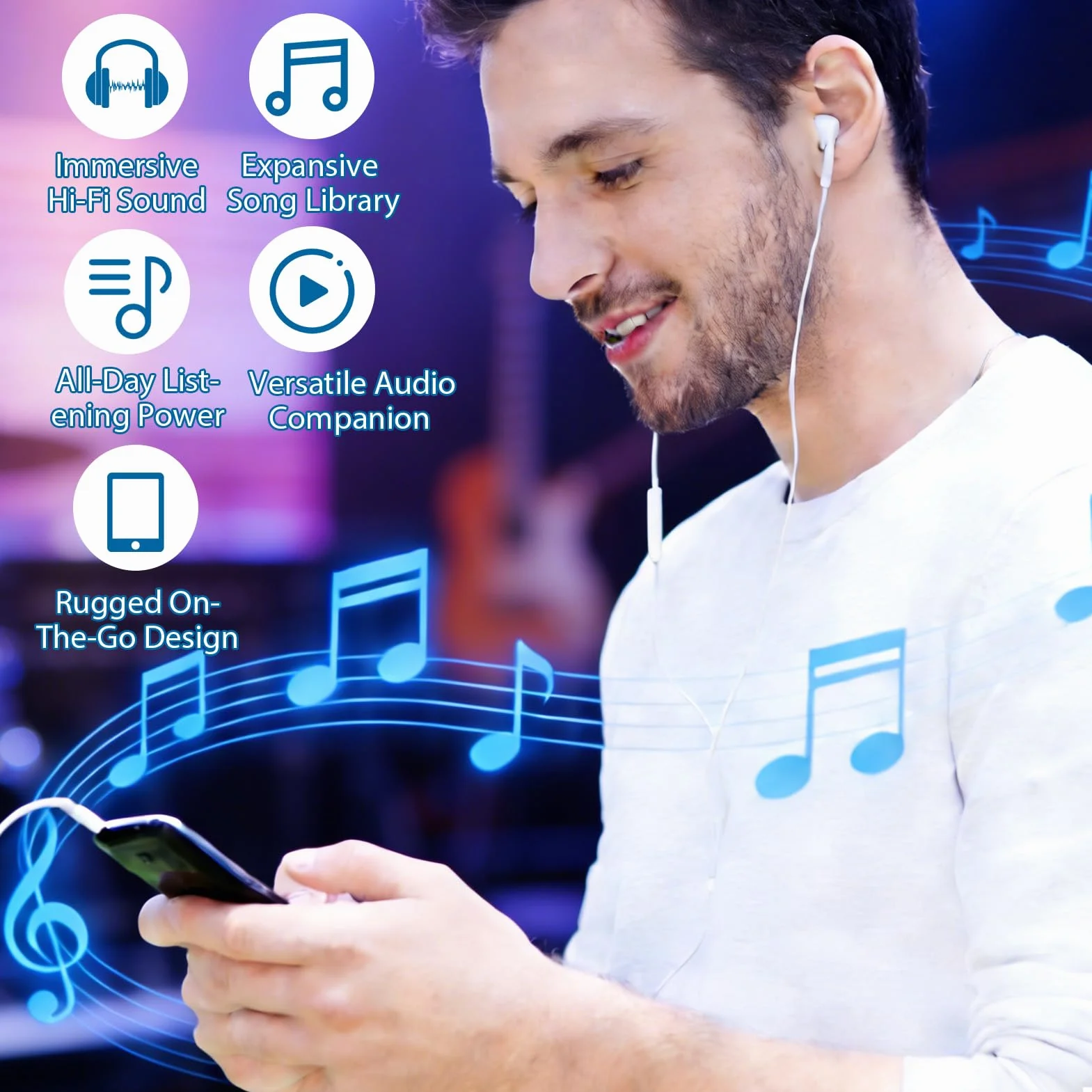 Reproductor MP3 MP4 Portátil con Pantalla LCD 1.8 Pulgadas, Radio FM, Grabación y Auriculares - Azul