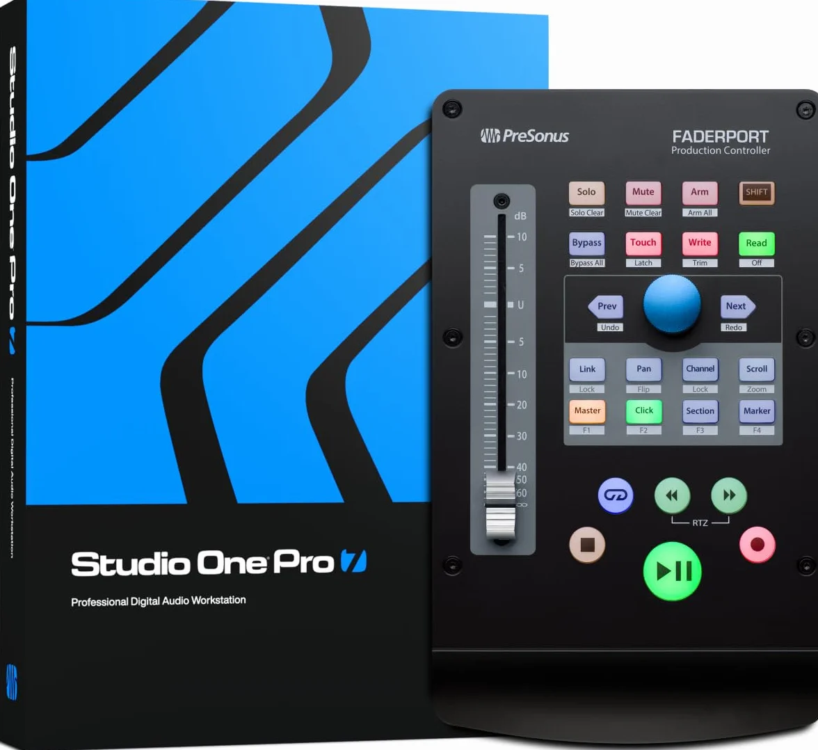 PreSonus FaderPort, Controlador de Mezcla DAW para Producción Musical con Studio One Artist, Ableton Live Lite, Paquete de Software de Grabación, Difusión y Podcasting