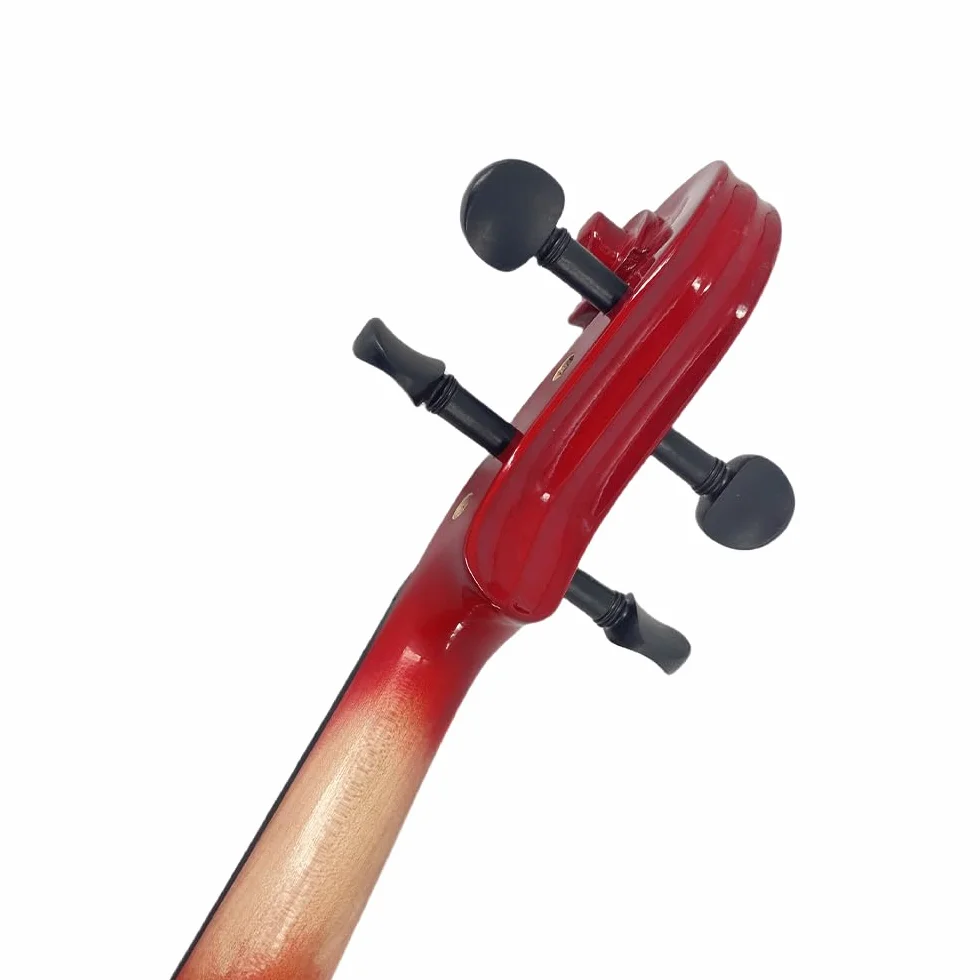 Yinfente Viola eléctrica silenciosa de 40,6 cm de madera maciza con 4 cuerdas con accesorios de ébano, funda rígida de arco de madera de Brasil, paño de limpieza de cable AUX, cuerdas adicionales