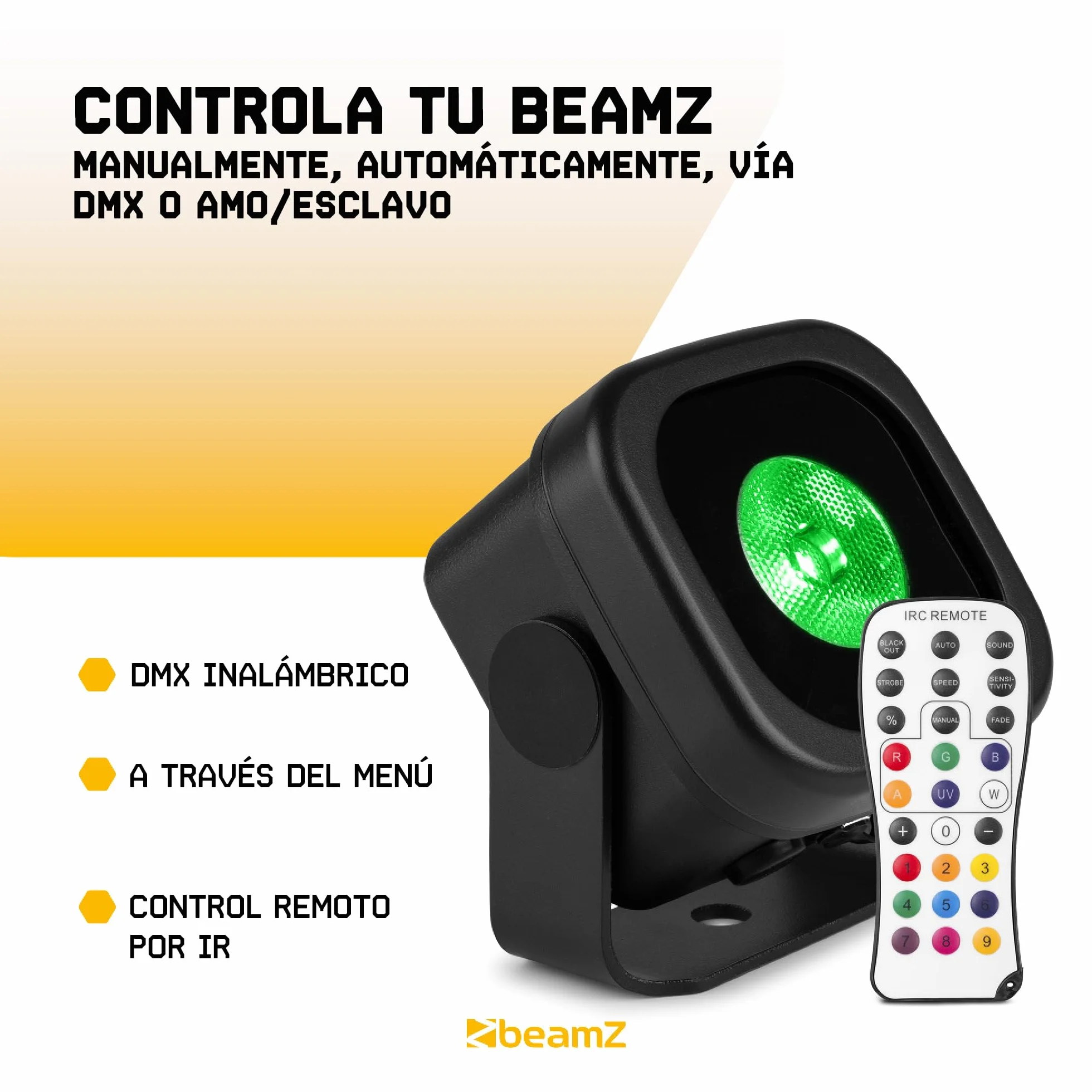 BeamZ BBP12 – Uplights LED RGB 12W portátiles con batería, IP65, focos de exterior para fiestas, bodas y eventos, focos LED interior y exterior, control DMX y mando a distancia (8 unidades)