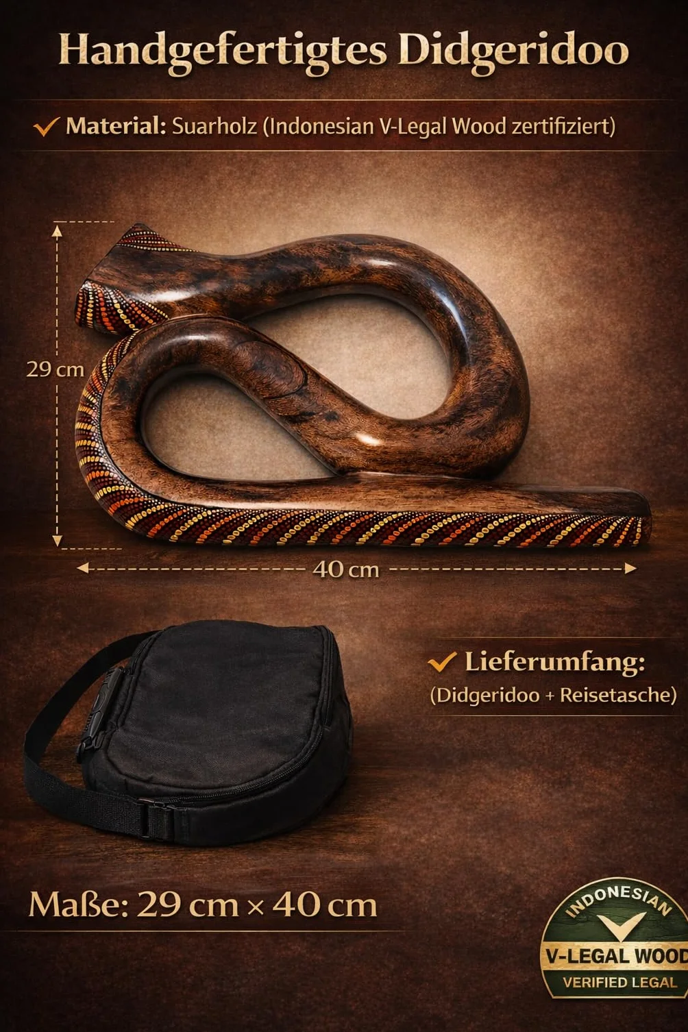 Didgeridoo DS3 - Estuche redondo con forma de S para viajes