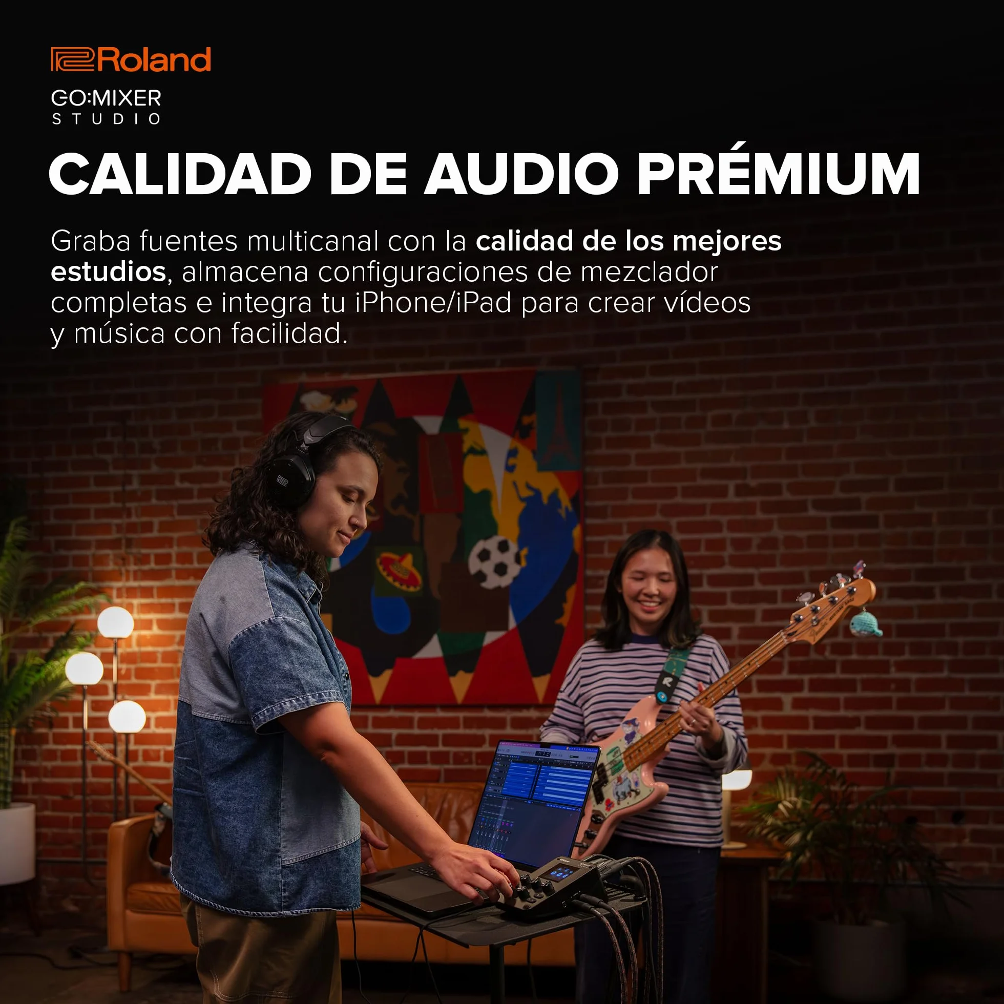 Roland GO:MIXER STUDIO | Mezclador multicanal portátil e interfaz de audio | Perfecto para creadores de contenido y músicos | Calidad de audio de estudio | Efectos integrados