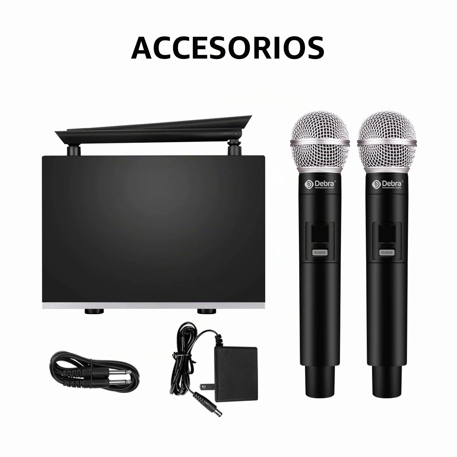 Microfono inalambrico Debra UHF UBR-102 con micrófonos inalámbricos de Diadema de Solapa, Alcance de 260 pies, Adecuado para Iglesias, conferencias, Karaoke, Bodas, DJ y Bares (2 de Mano)