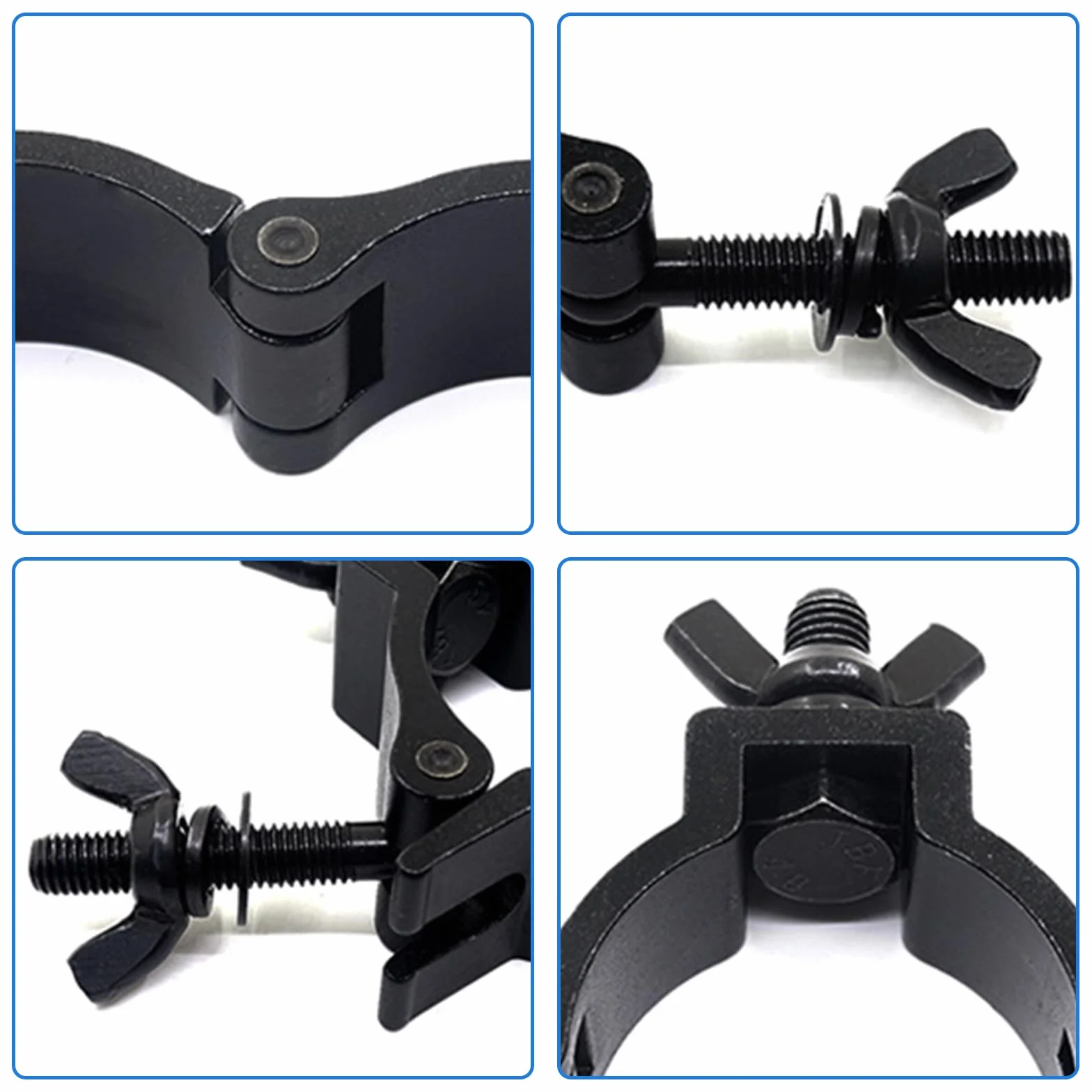 2 Piezas Truss Clamp: 48-52 mm Abrazadera para Luces de Escenarios, Abrazadera de Armadura de Gancho de Luz de Escenario Carga Máx 200KG, Accesorio de Truss para Proyectores (Negro)