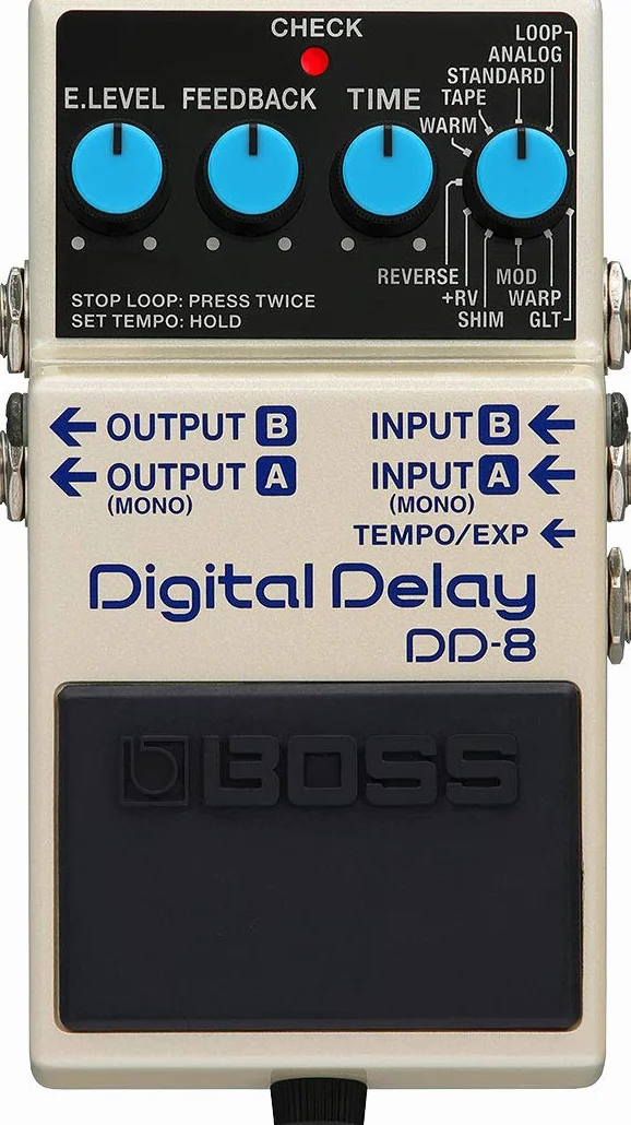 Pedal BOSS DD-8 Digital Delay — Amplio rango sonoro y máxima potencia de delay, configuración mono o estéreo con 11 modos