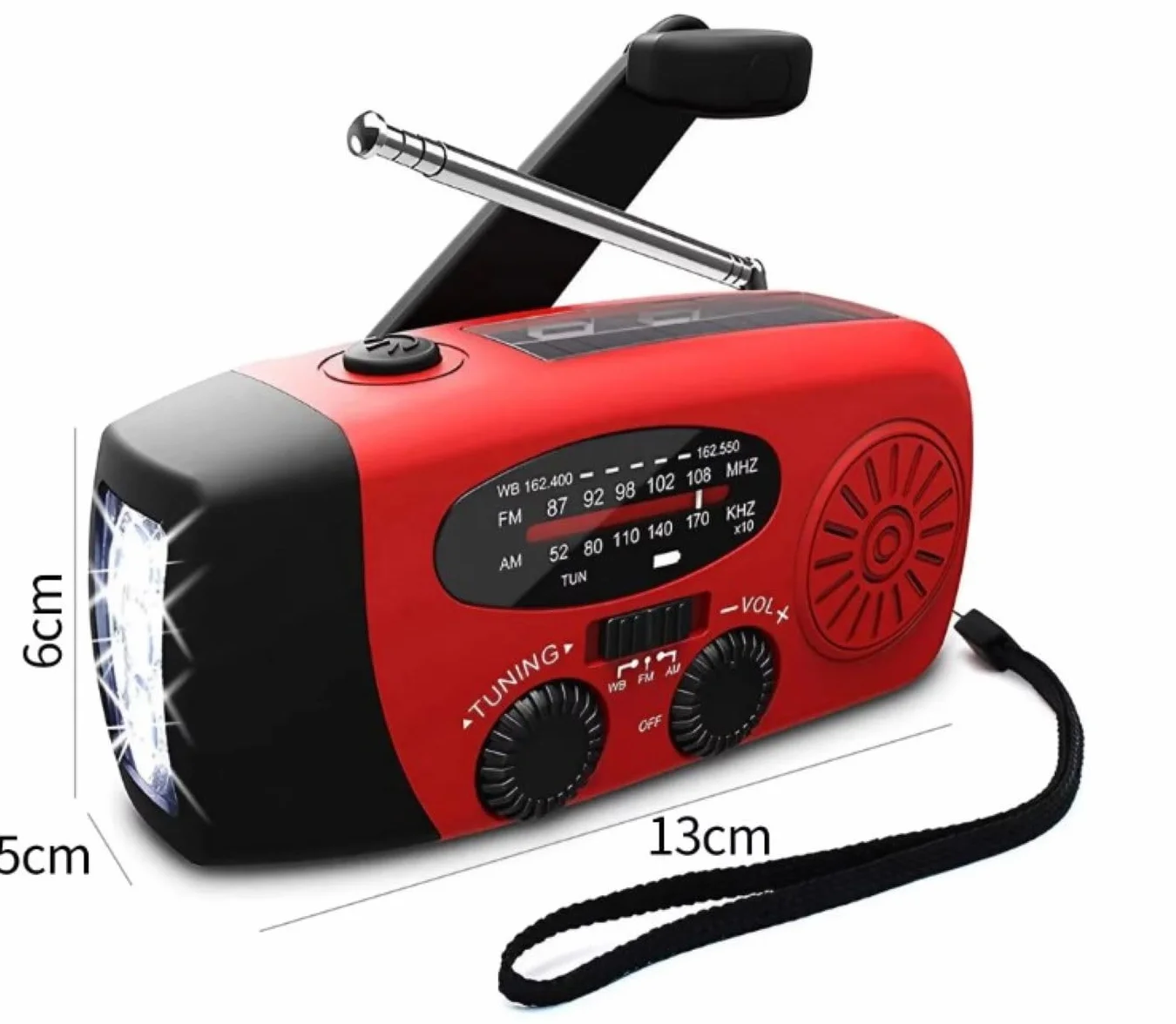 Radio Solar de Emergencia con Manivela Dinamo AM/FM/NOAA, Cargador 2000mAh, Alarma SOS