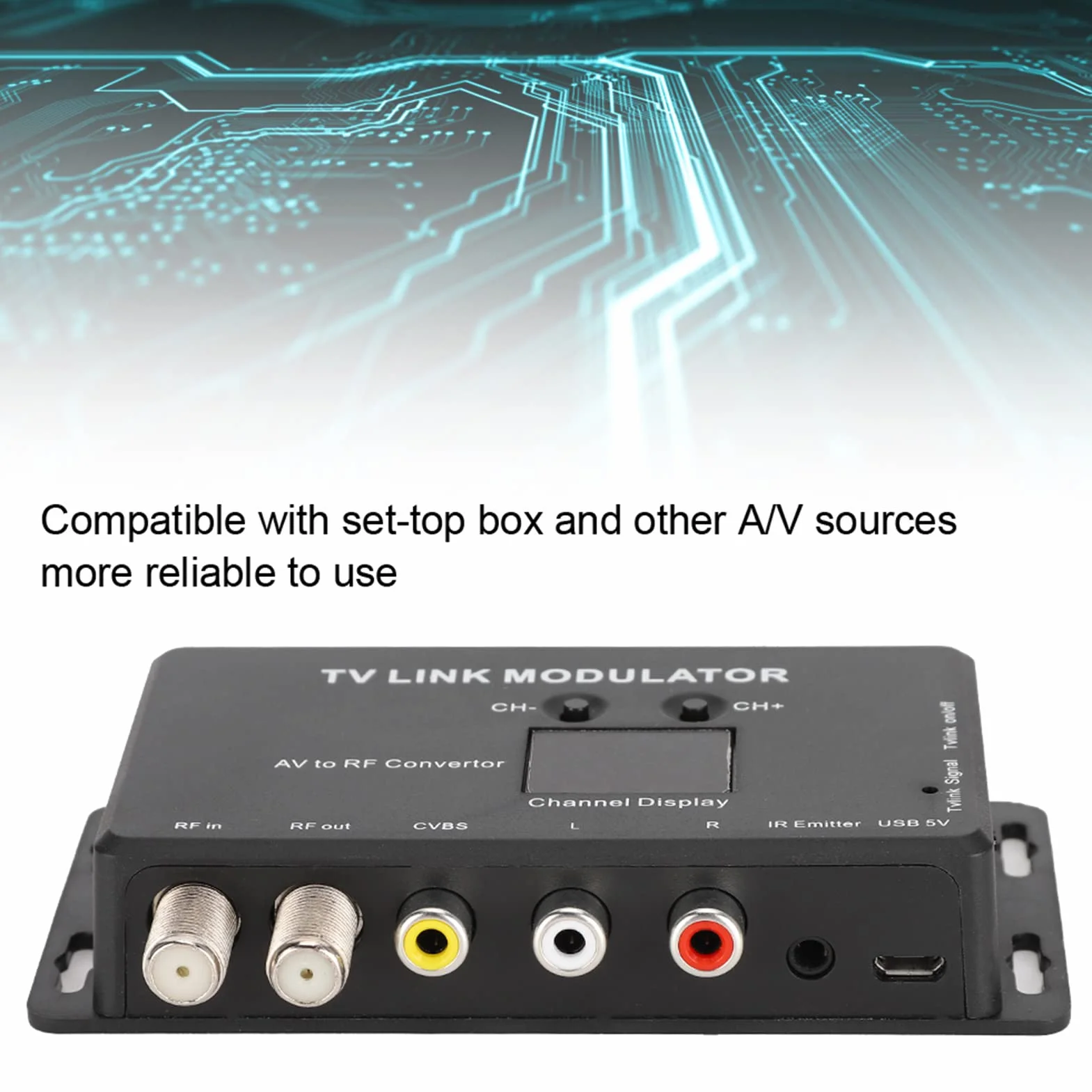 Modulador UHF, Convertidor Universal TM70 de AV a HF con Visualización de Canales, PAL/NTSC Opcional Fuerte y Robusto Modulador UHF TV LINK Compatible con Set Top Box