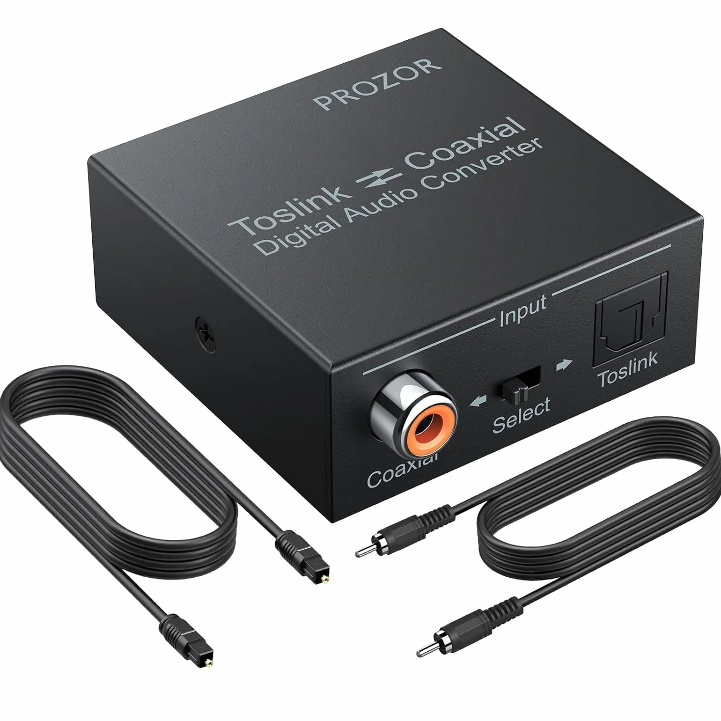 PROZOR Convertidor Audio Digital SPDIF Coaxial Óptico 192KHz DTS/Dolby-AC3 Divisor Bidireccional con Cable Óptico