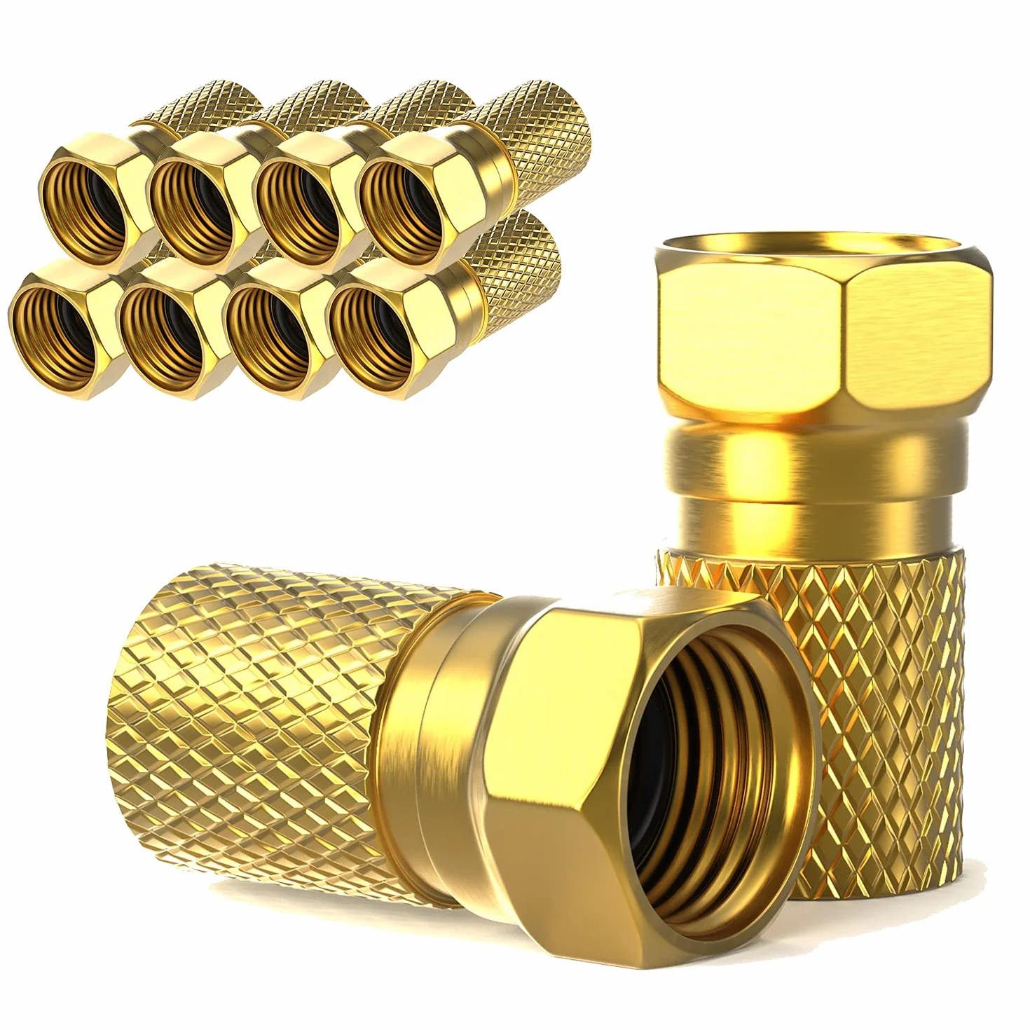 Conector F 7mm atornillable chapado en oro 10 piezas para cable coaxial antena SAT LNB