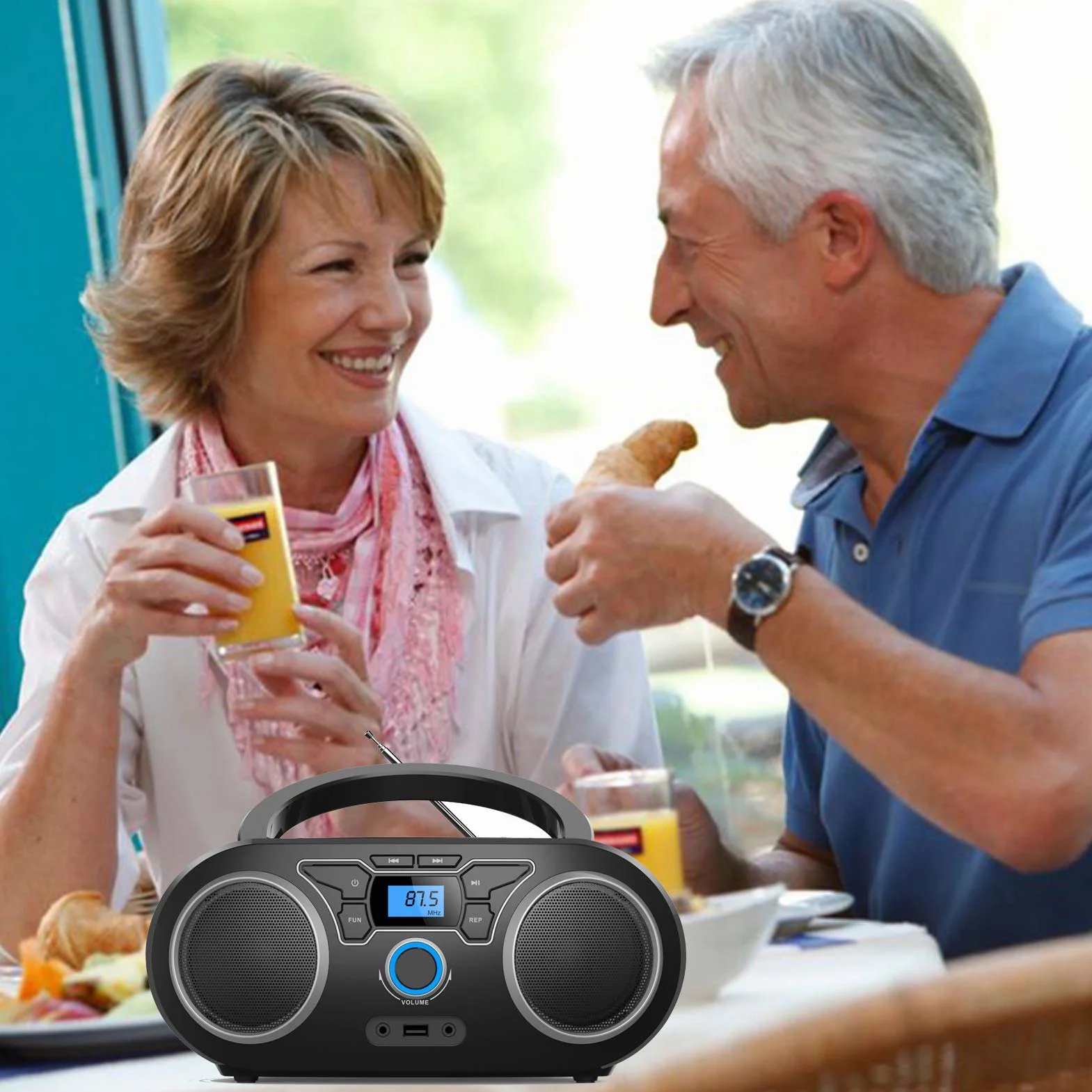Reproductor de CD, portátil con Bluetooth, Radio FM portátil estéreo con Sonido cristalino, reproducción de CD MP3, Entrada USB/AUX, CD para niños