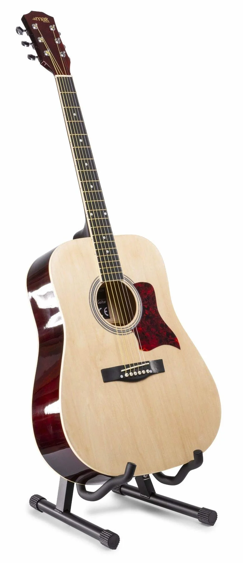 MAX SoloArt Guitarra Clásica Madera Natural – Set Completo para Principiantes con Atril, Soporte, Bolsa, Afinador, Púas, Cuerdas y Correa – Ideal para Jóvenes y Adultos desde 8 Años