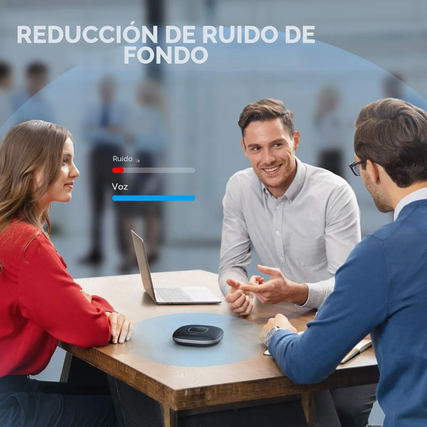 Anker PowerConf Altavoz Bluetooth Conferencias 6 Micrófonos Integrados Captación Voz Mejorada 24H Autonomía USB-C