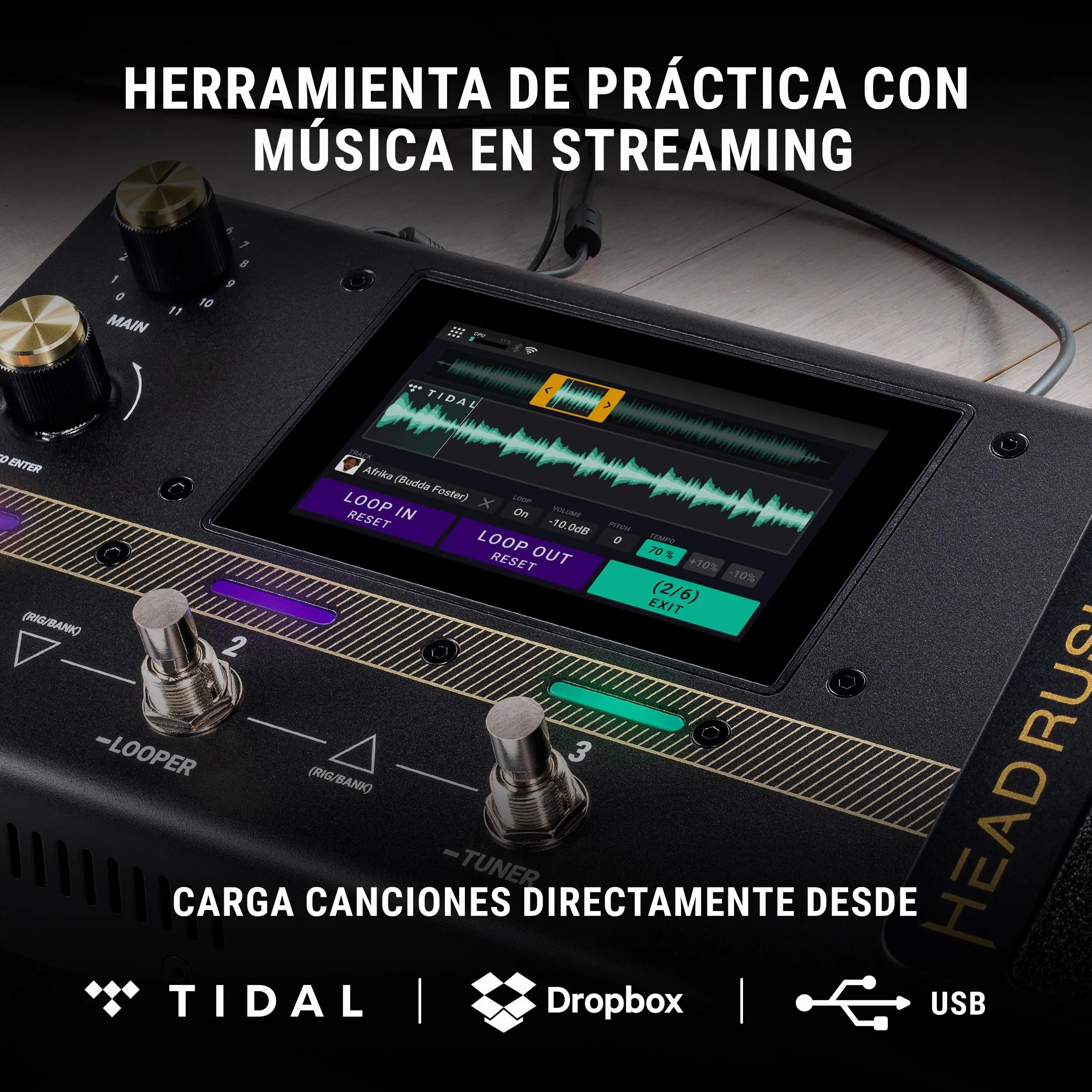 HeadRush Flex Prime - Pedal Multiefectos para Guitarra y Bajo y Procesador de Modelado de Amplis con Pantalla Táctil, Looper, WiFi, Bluetooth y USB