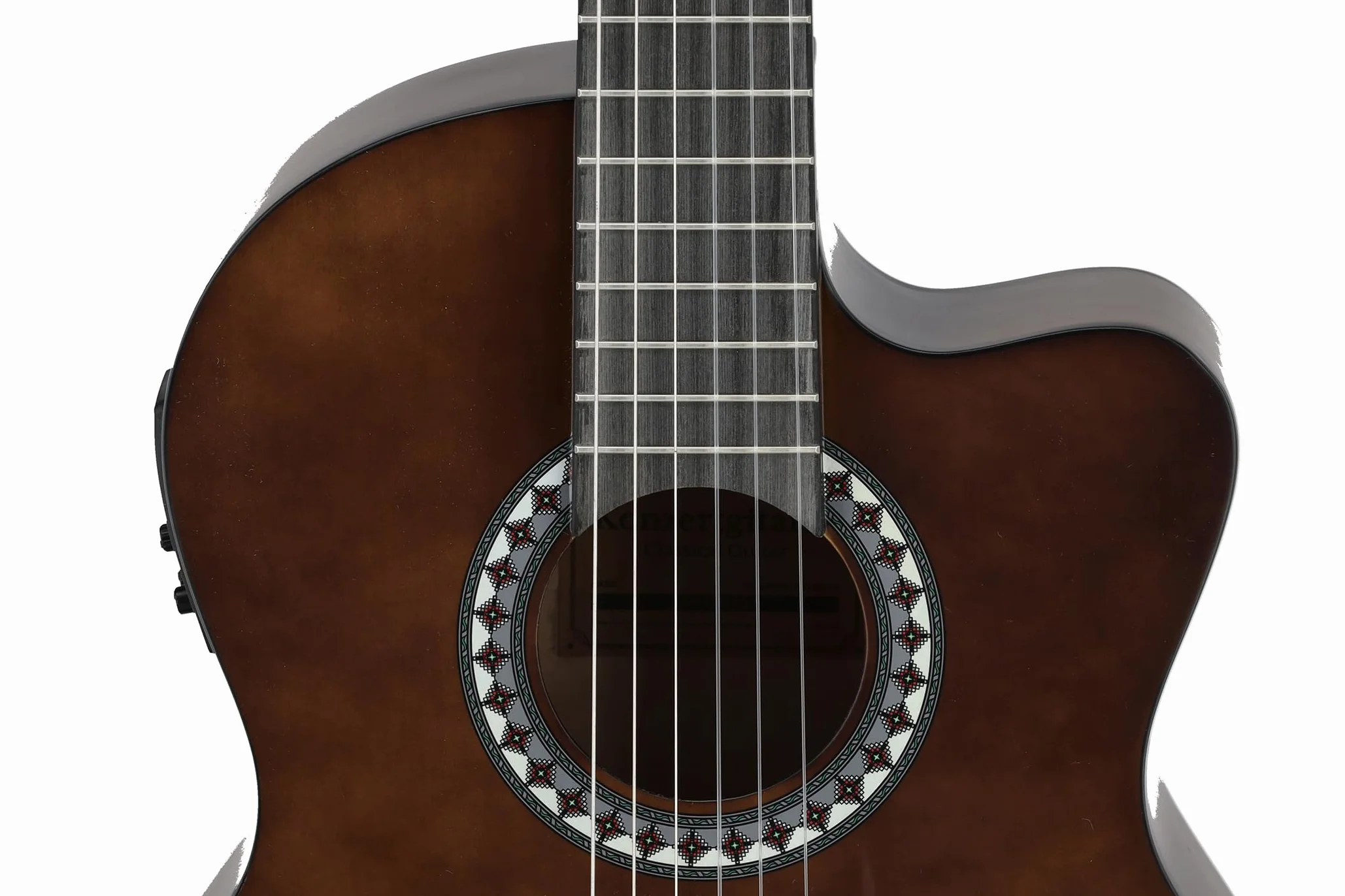 GEWA E-Acústica Guitarra Clásica Básica - Classic Electro - 4/4 - Cuerpo de Tilo - Pastilla EQ de 4 bandas con afinador - Cutaway - Color Nogal