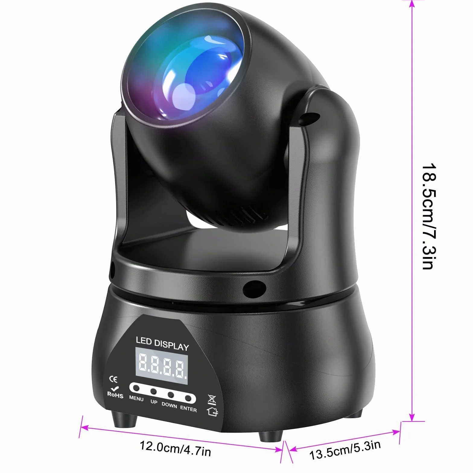 Mini 60W Beam Cabeza Móvil Luces de Escenario, RGBW LED Luces de Fiesta dmx512 Control de Sonido Equipo de Iluminación Profesional para Escenario Espectáculo Disco Bar Fiesta Navidad (Nueva versión)