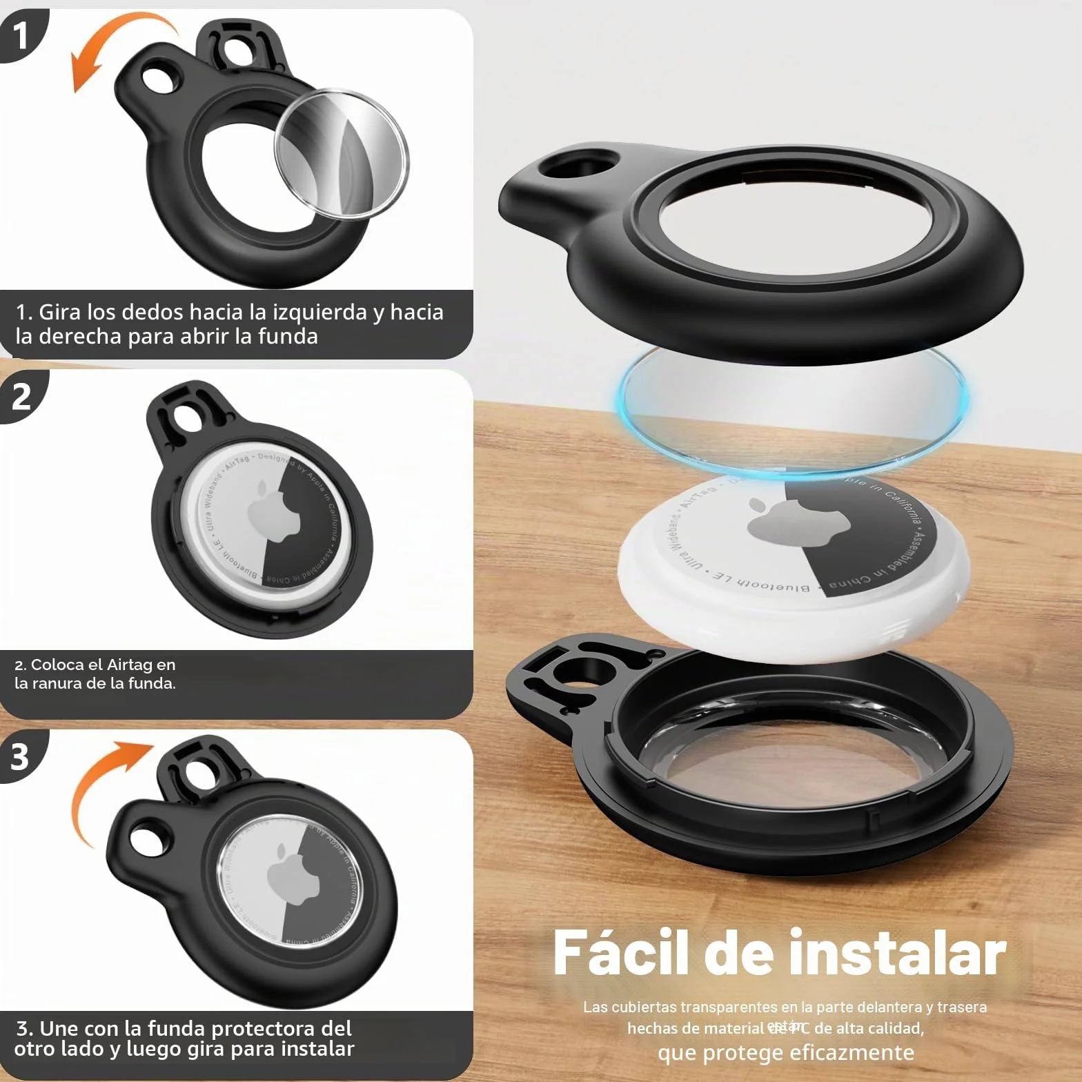Waterproof for Apple Airtag Holder Case with Lock, Airtag Pendant Key Ring Case with Keychain for Luggage/Bicycles/Pets
