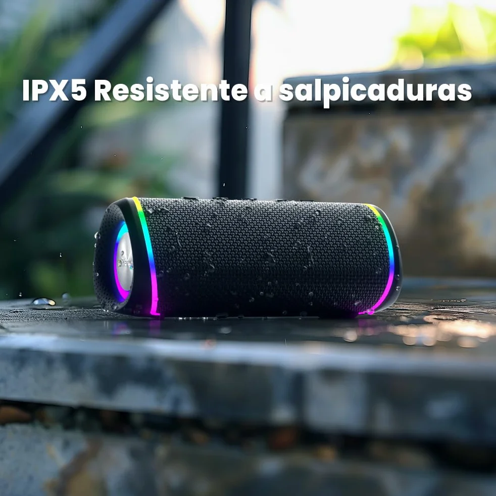RIENOK S6 Altavoz Bluetooth Portátil 30W Bluetooth 5.3 Luces RGB Inalámbrica