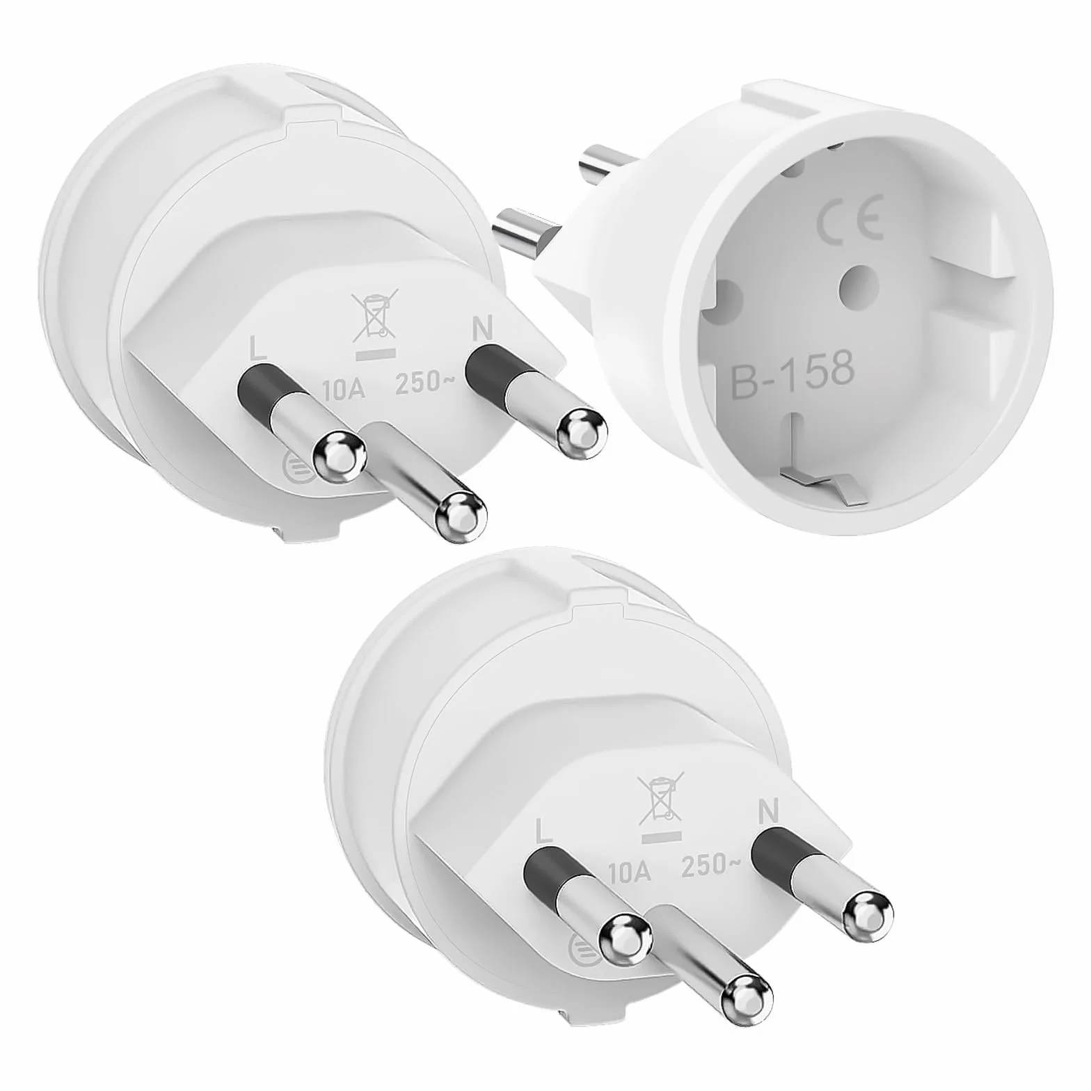 Adaptador Enchufe Suiza, 3 Piezas Adaptador Enchufe Suiza España, Adapter de UE a Switzerland, Adapter Schuko Europa a Tipo J para Suiza, Maldivas, Ruanda, Liechtenstein