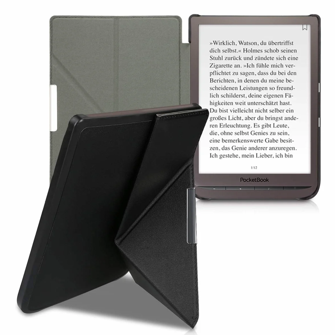 kwmobile Carcasa Compatible con Pocketbook InkPad 3/3 Pro/Color/Vivlio InkPad 3 Funda con Soporte - Negro