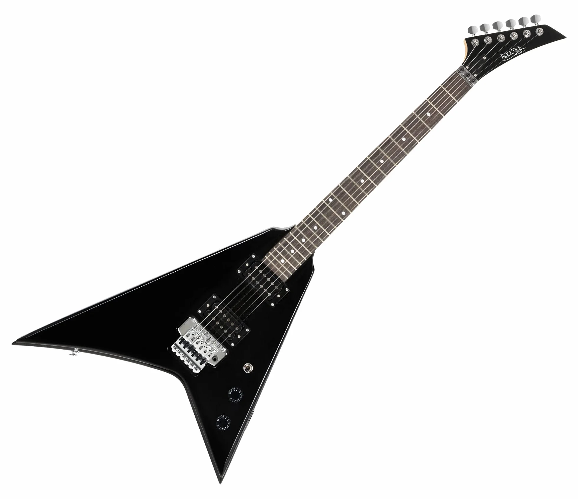 Rocktile MG-3013 Blade Guitarra Eléctrica - Serie Heavy de 6 cuerdas con cuerpo de tilo, mástil de arce, 2 Humbucker, FR-Style Tremolo, 22 trastes, escala de 25,5 pulgadas, cable y accesorios - Black