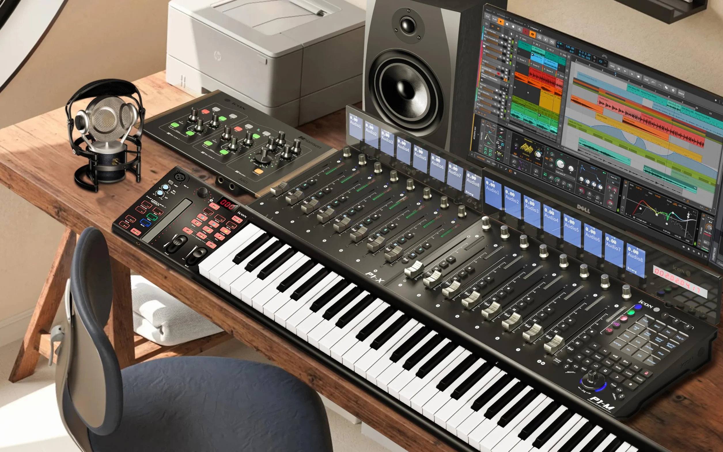 iCon Pro Audio P1-X/D4 USB MIDI DAW Controller Extension Display Bundle