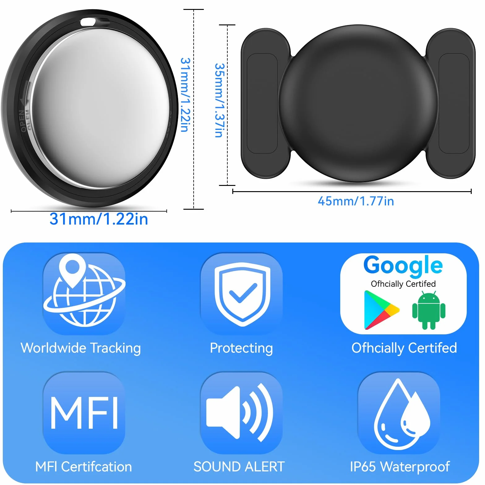 GPS Coche Localizador, 2026 Nuevo Air Tracker Android y iOS Localizador GPS de Objetos Bluetooth Magnetismo Sin Tarjeta SIM ni Suscripción Invisibilidad Tracker Rastreador Oculto para Coches/Bicicleta