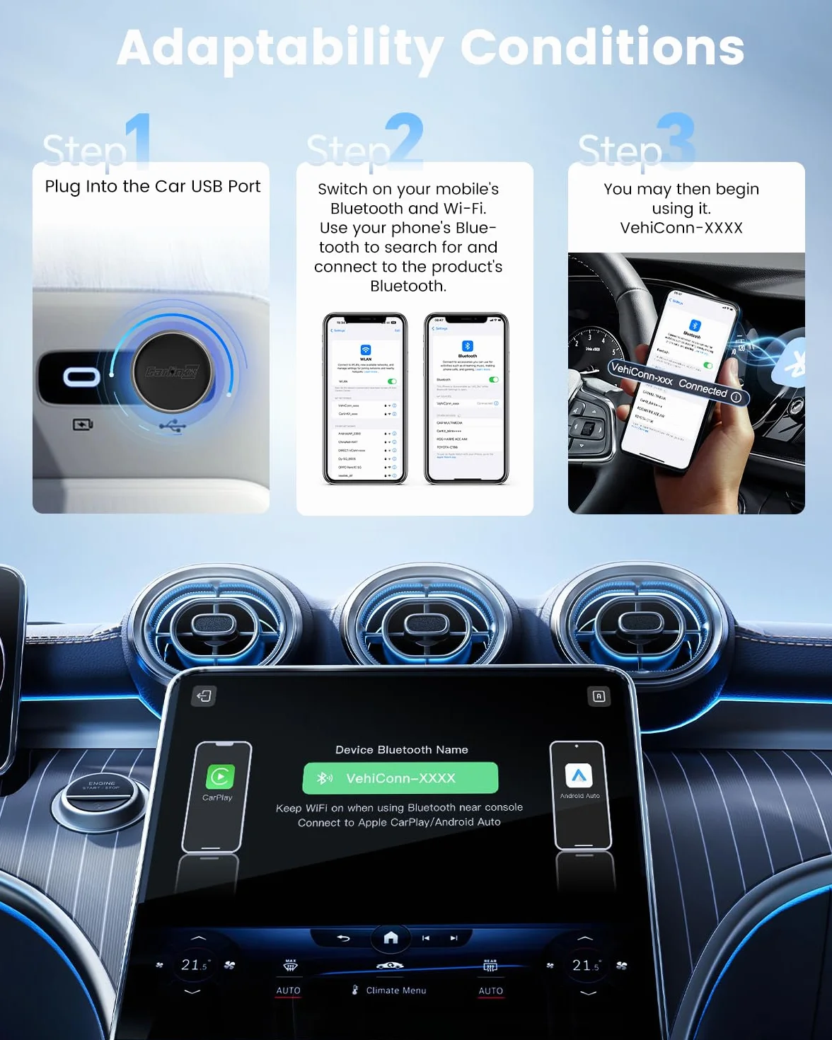 CarlinKit MINI Ultra3: El último adaptador inalámbrico para CarPlay y Android Auto. Transforma conexiones por cable en inalámbricas, ofreciendo conectividad ultrarrápida con funcionalidad