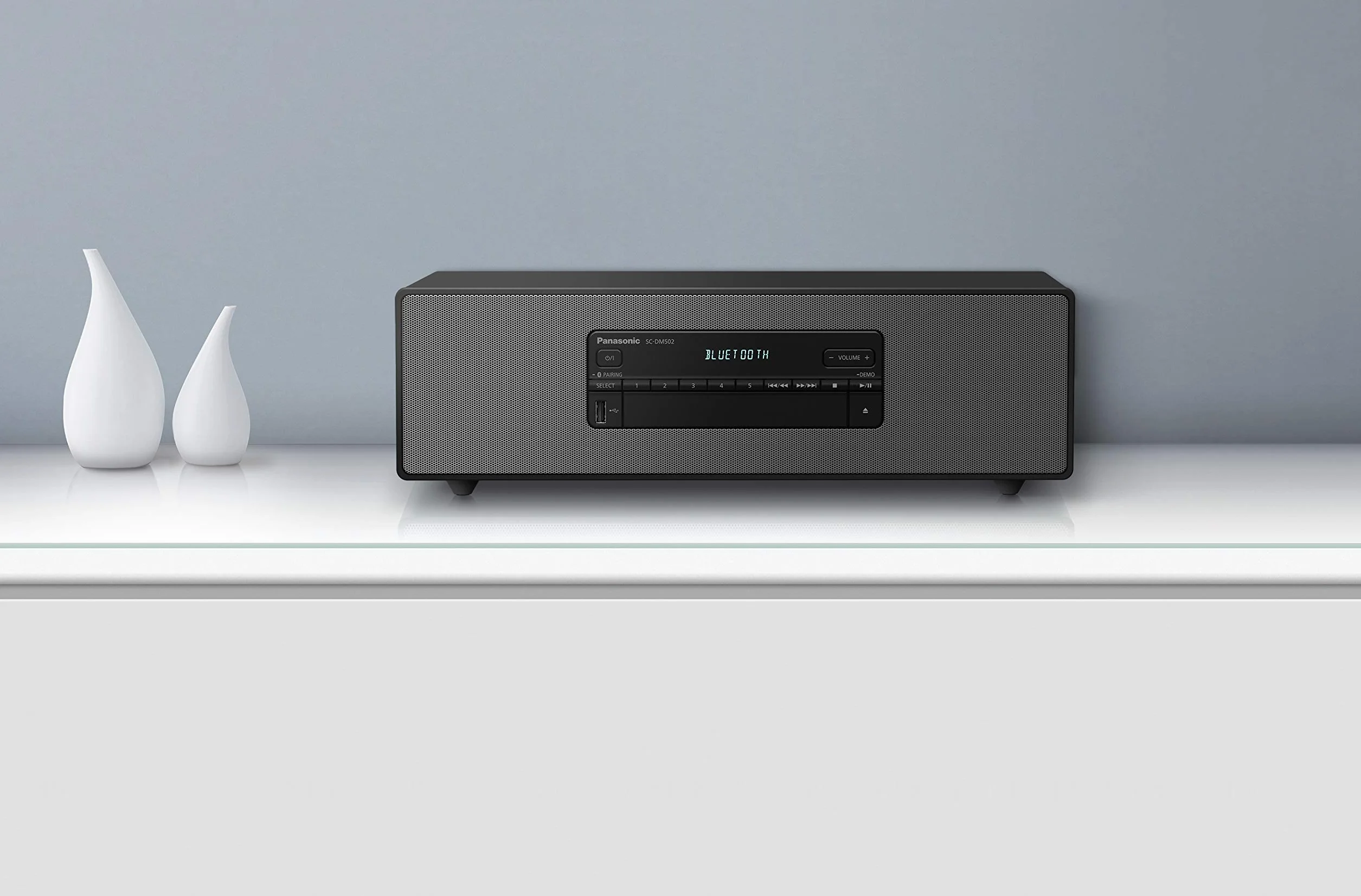 Panasonic SC-DM502E-K Microsistema Hi-Fi 40W Radio FM DAB/DAB+ Reproductor CD USB Bluetooth Aux MP3 Carcasa Madera Cubierta Cobre Negro
