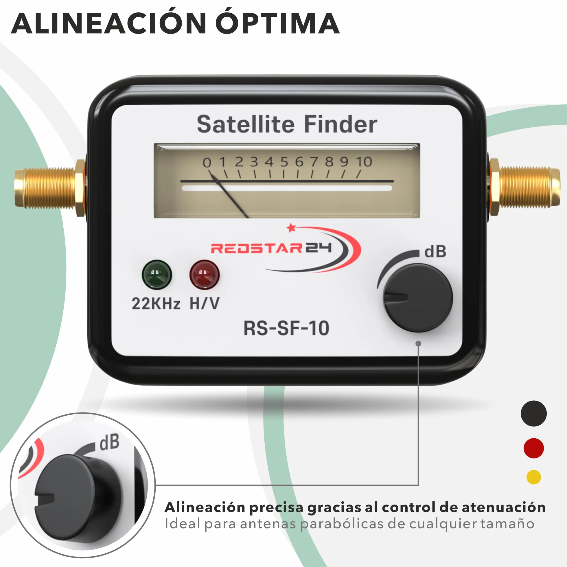 RedStar24 Satfinder | Medidor de señal SAT con audio y cable de conexión F para ajustar su antena de satélite digital | Localizador de satélites digital