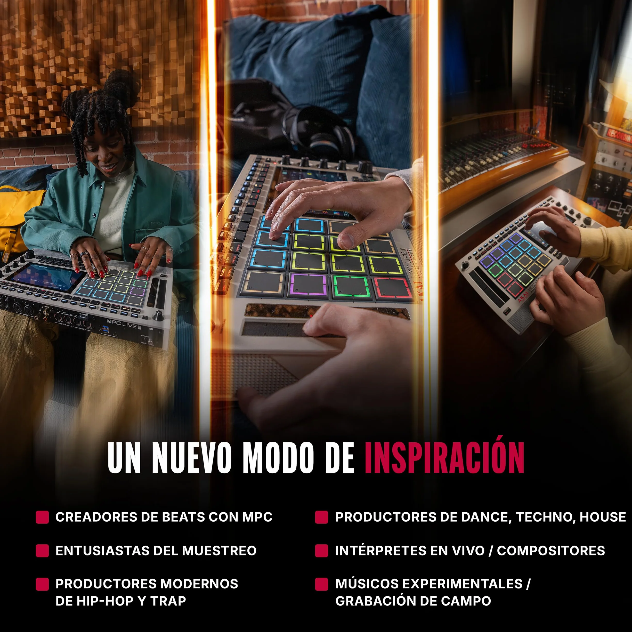 Akai Professional MPC Live III Retro Centro de Producción Musical portátil y Autónomo con Pads MPCe, Secuenciador, Pantalla táctil, Micrófono, Altavoces, Interfaz de Audio, Wi-Fi, Bluetooth, Batería