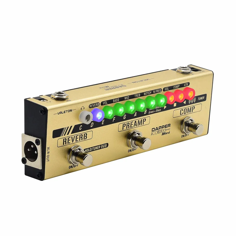 Valeton Dapper Acústica Mini guitarra electroacústica DI Preamplificador analógico Pedal multiefectos