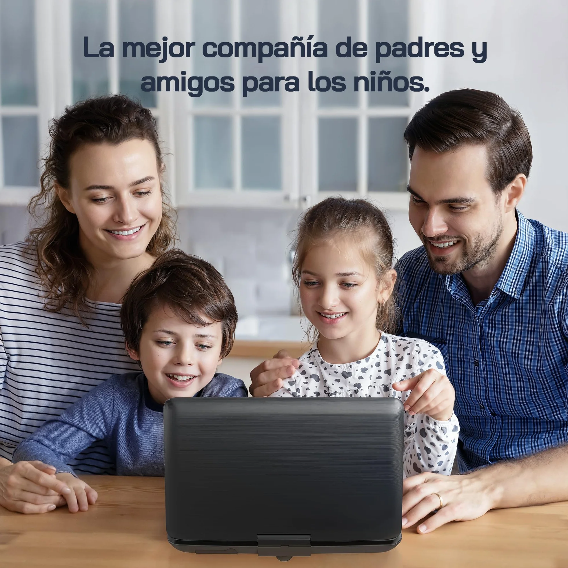 WOLFANG 17,5" Reproductor de DVD Portátil con 15,6" Pantalla HD, 5000mAh Batería, Sin Restricción de Región, Altavoces Estéreo Duales, Compatible con USB/SD/Sincronización de TV/Pantalla de Proyector