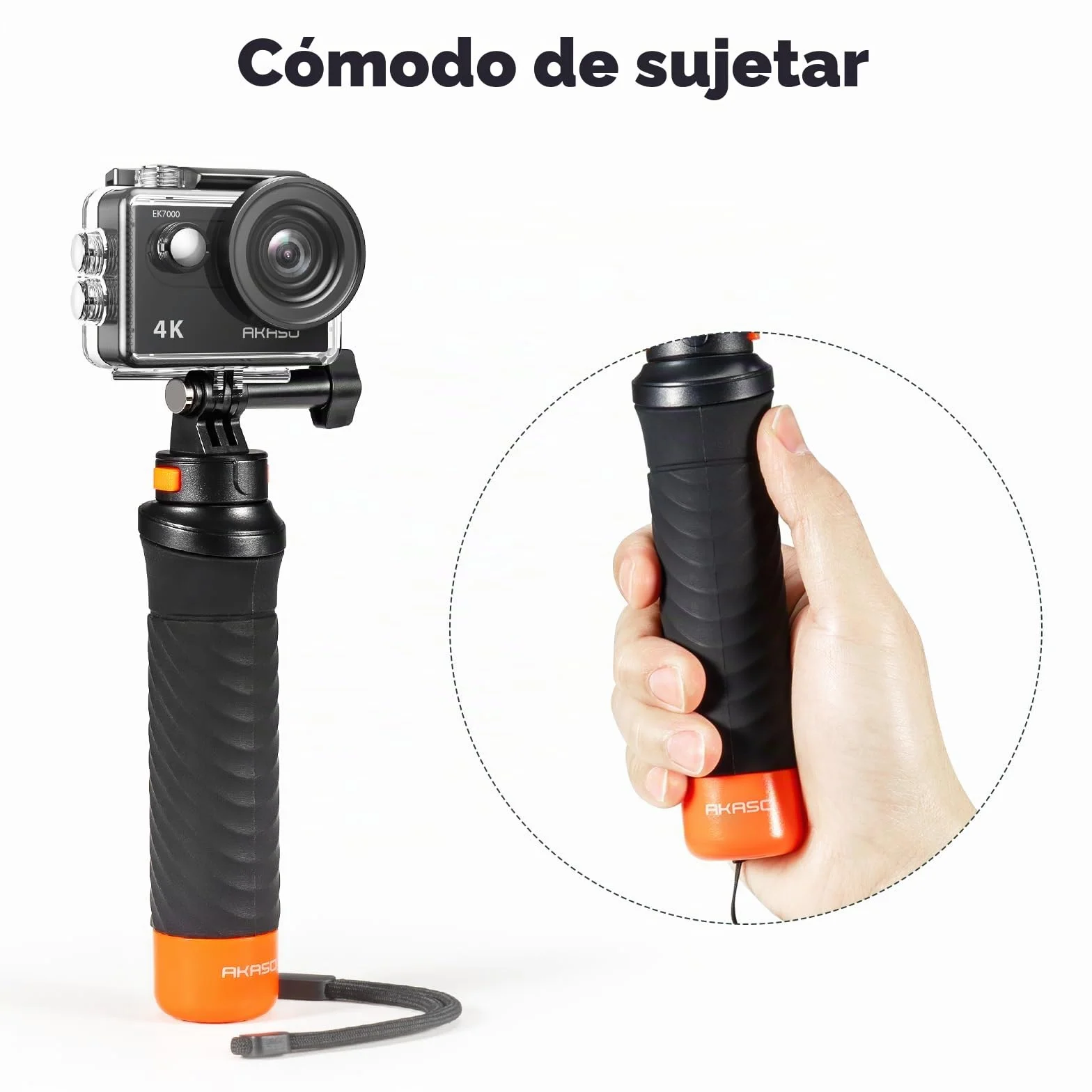 AKASO Pack de Buceo EK7000 Cámara Deportiva 4K 20MP WiFi Cámara de Acción para Surf y Buceo Camara Acuatica Sumergible con Empuñadura Flotante Impermeable, Bolsa de Almacenamiento, 2 Baterías