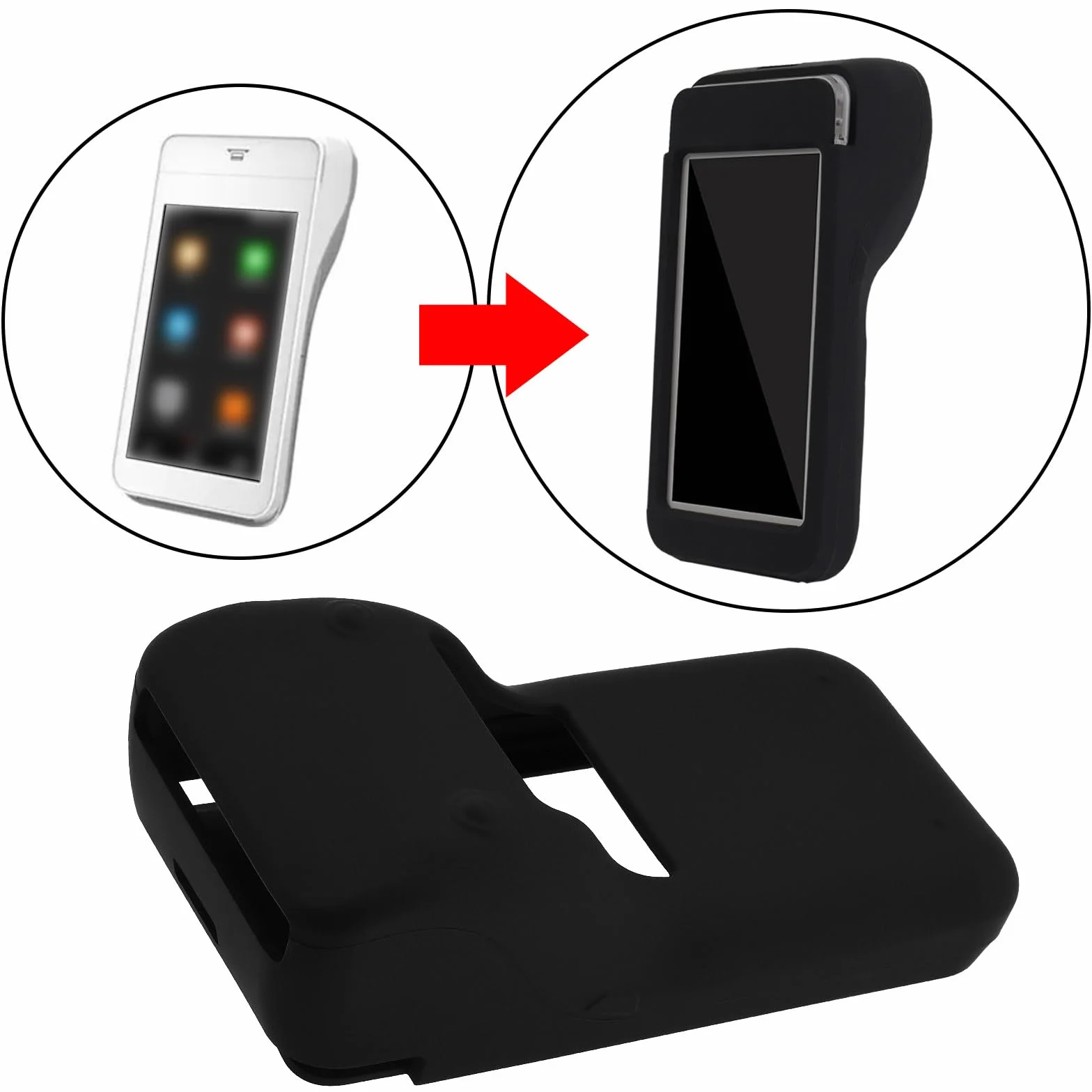 Funda de Silicona Resistente al Agua Compatible con Pax A920 Pro Negro