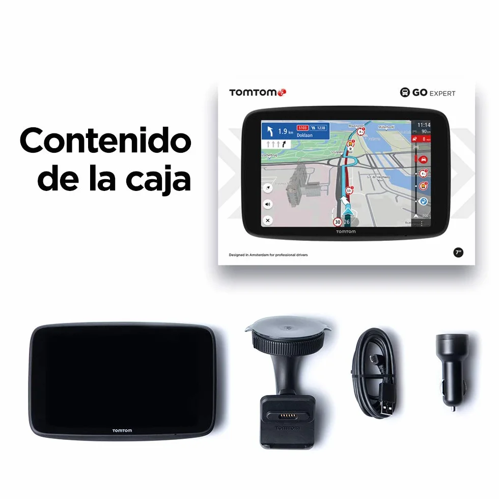 TomTom GO Expert GPS Navegador 7 Pulgadas HD Mapas Mundiales Alertas Restricción WiFi
