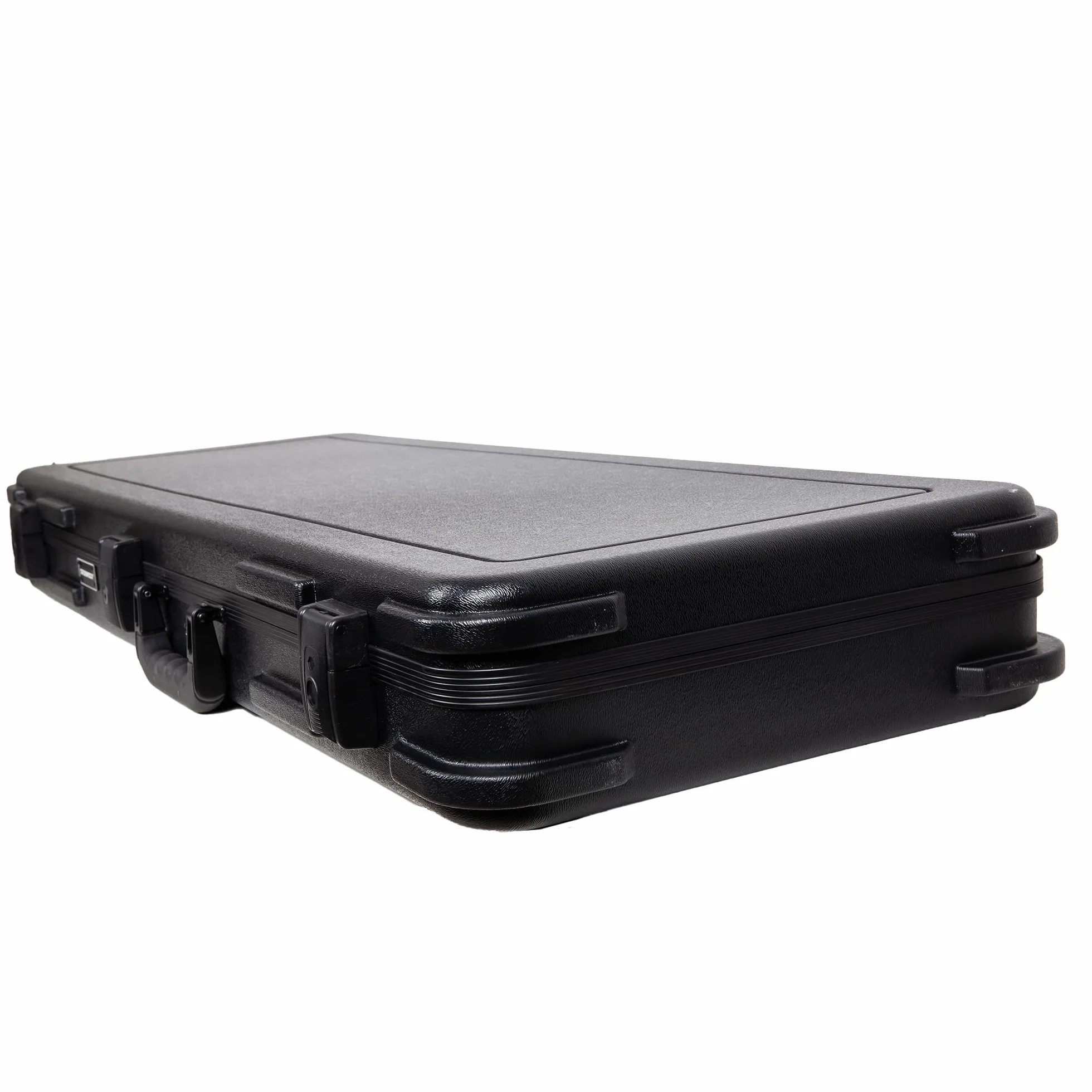 Crossrock Funda de Vuelo de Guitarra eléctrica ABS para Stratocaster y Telecaster, Acabado Negro Mate, Interior de Terciopelo borgoña, Cerradura TSA, Serie Moldeada