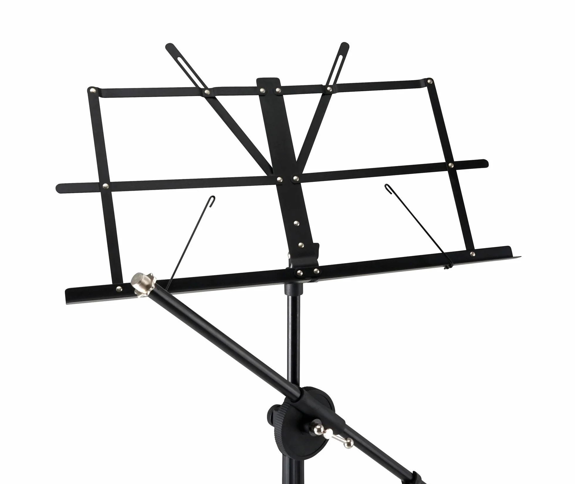 Atril Classic Cantabile NSM-100 con Brazo para Micrófono (Atril y soporte de micrófono en uno, fácil de montar, extra alto) Negro