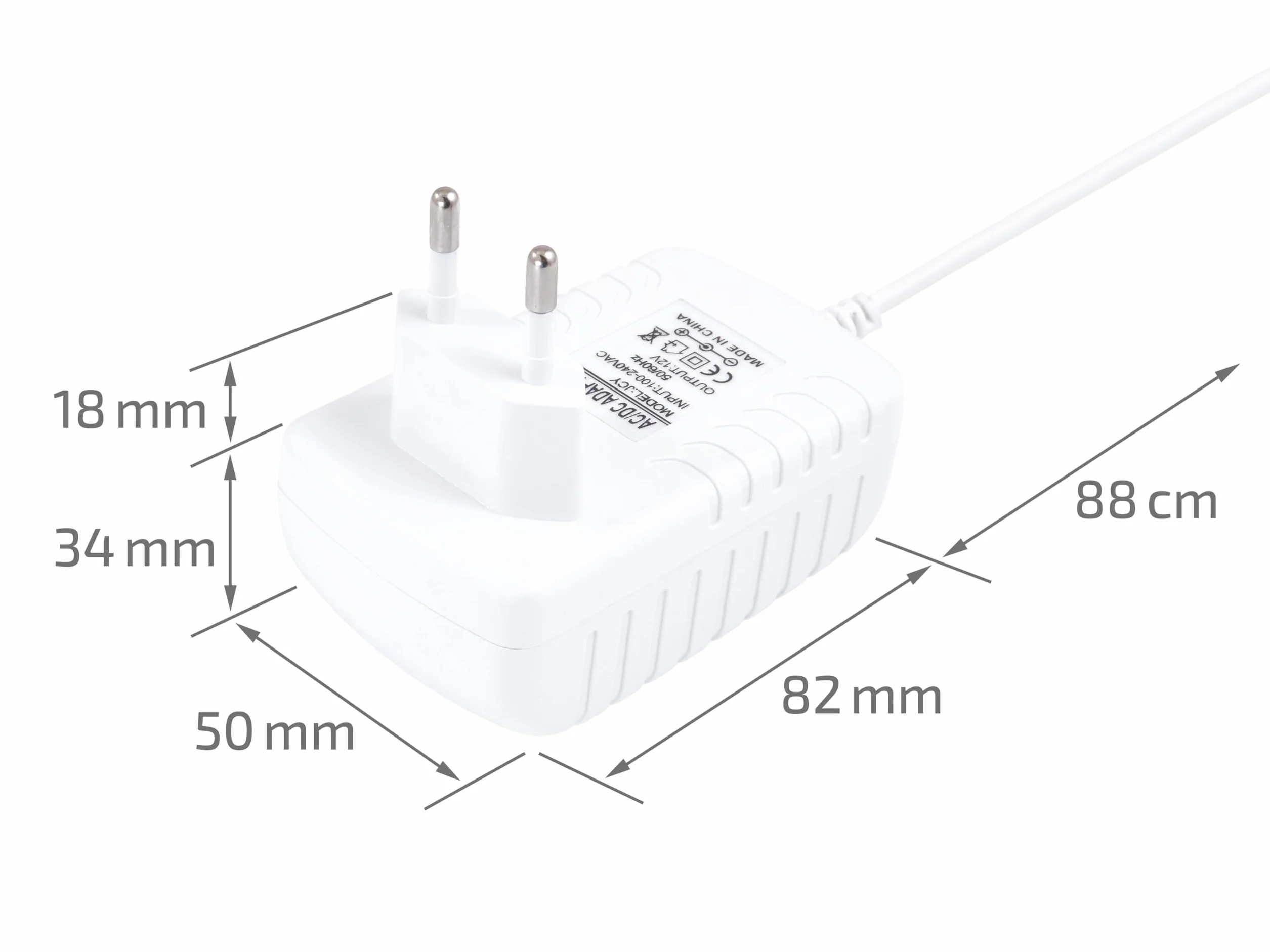 Fuente de Alimentación LED 12V 24W 2A con Interruptor – para Tiras LED, Equipos de Audio, Dispositivos Electrónicos – IP20 – Refrigeración Pasiva – 82 x 50 x 34 [mm] (blanco)