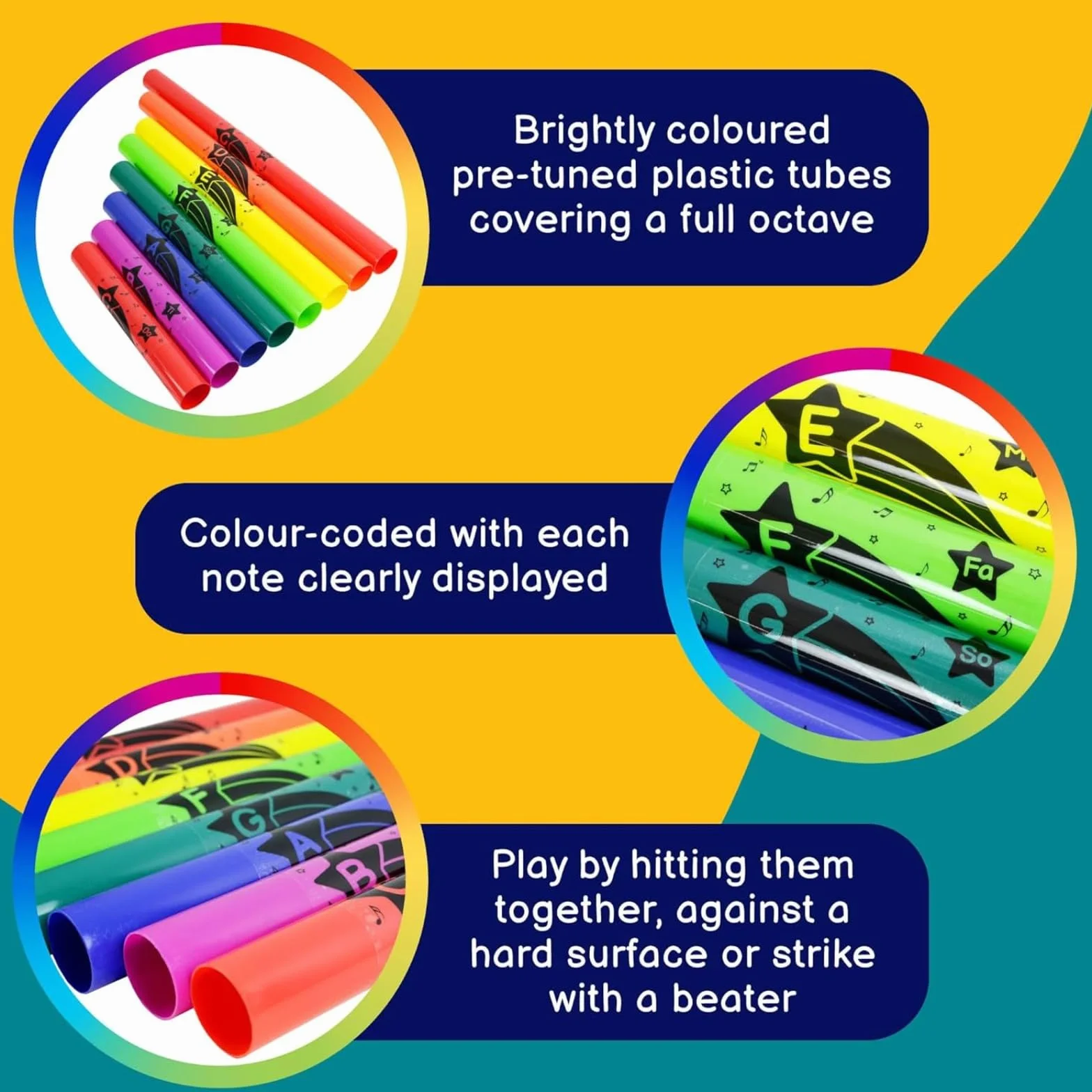 Juego de 8 tubos de sonido musical, Instrumento de percusión,8 Tubos de Sonido Musical,Colorful Sound Tubes,tubo de sonido,juego colorido de 8 tonos, tubo de sonido, instrumento de percusión, regalo d