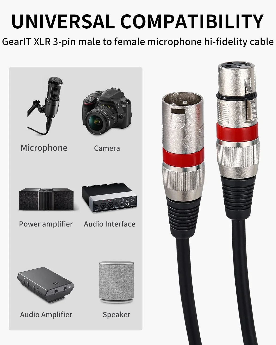 PERMUST (Paquete de 5 Cable de micrófono XLR macho a hembra de 3 pines 5 m / 16,4 pies, cable de conexión de cable de señal DMX Cables Dmx para luz de escenario (conector de metal)