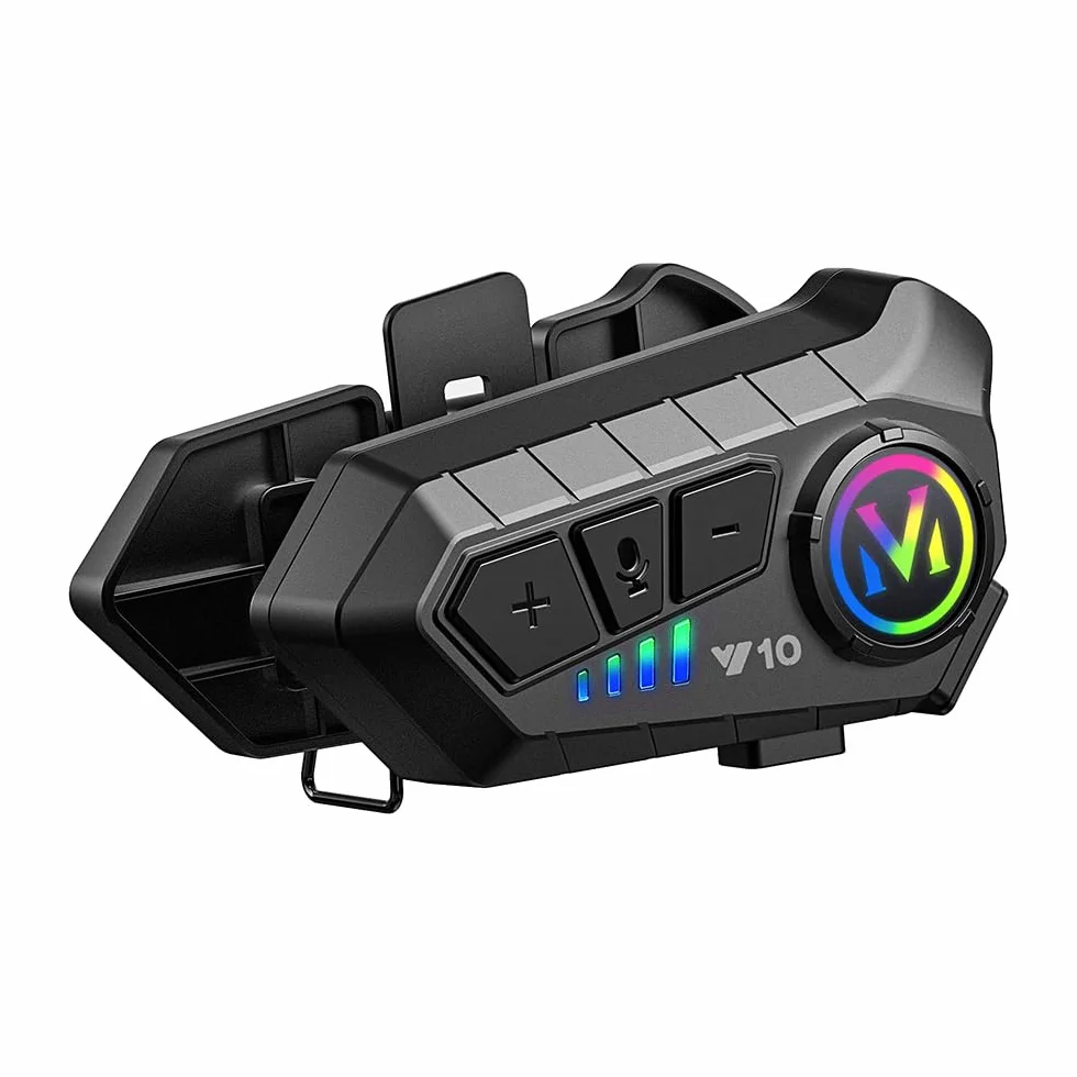 Intercomunicador de Motocicleta Bluetooth Casco Auricular con Cancelación de Ruido y Llamadas HD