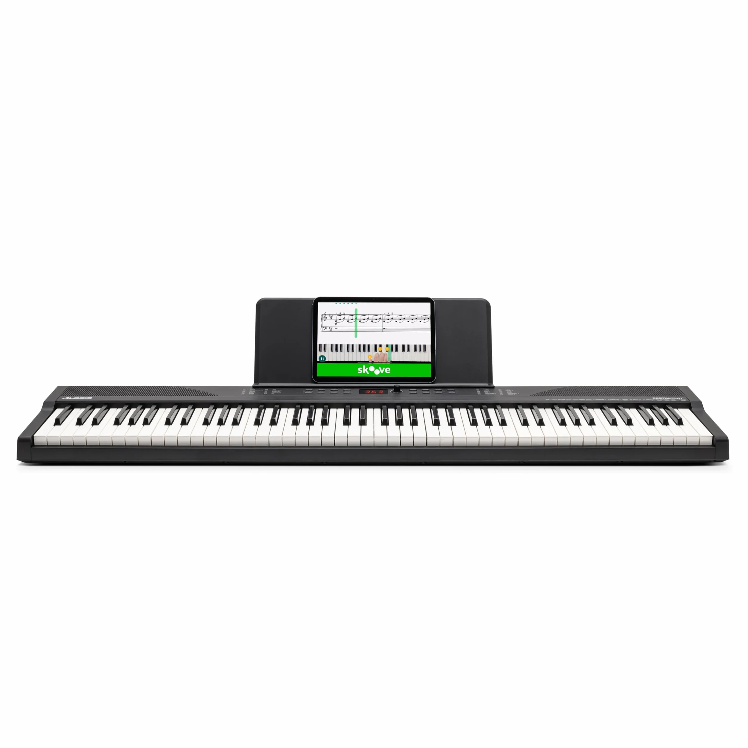 Alesis Teclado Piano con 88 Teclas y 480 Sonidos, Altavoces, MIDI USB, Estuche, Soporte, Auriculares, Pedal y Lecciones de Piano Incluidas