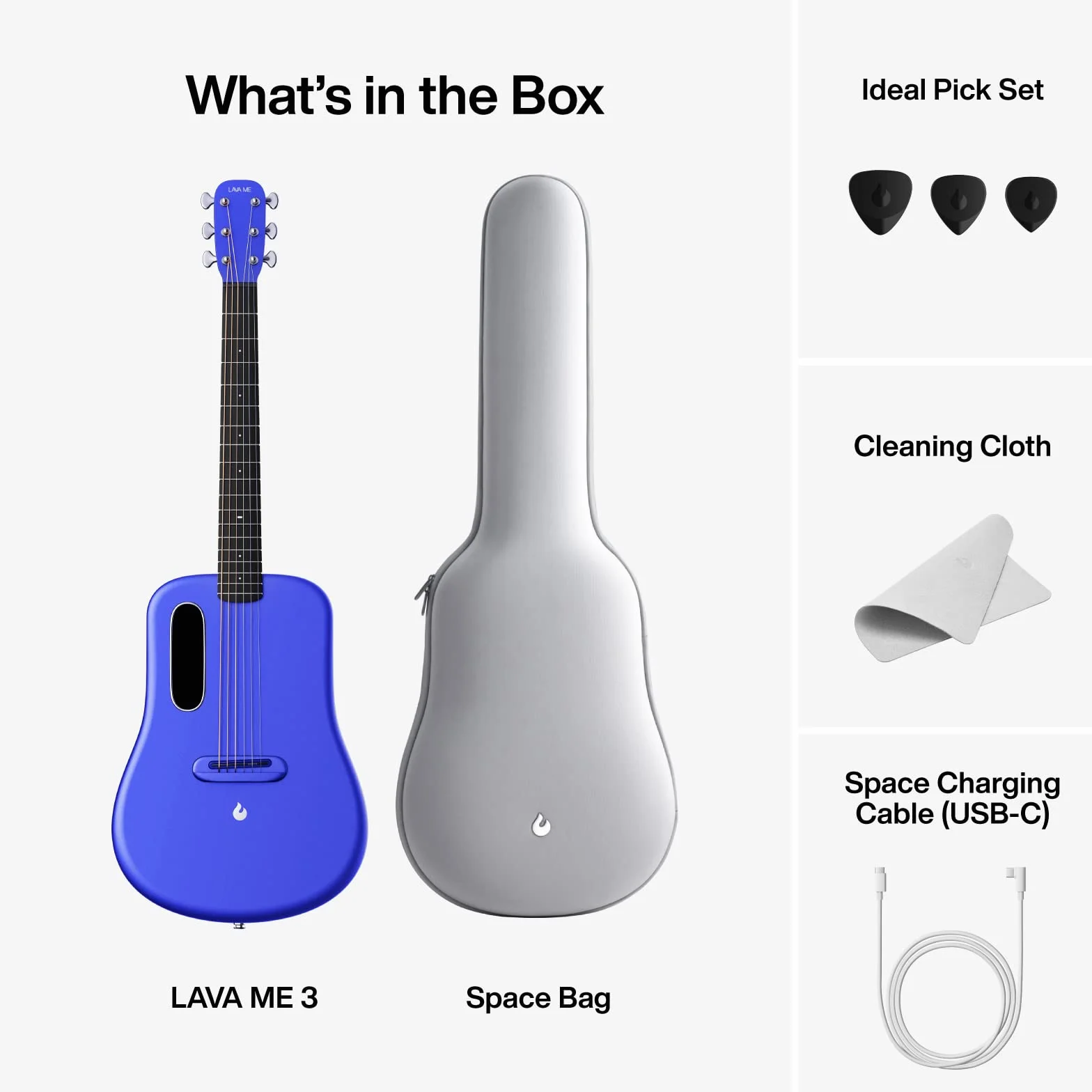 LAVA ME 3 Smartguitar, 36 Pulgadas Guitarra Acústica de fibra de carbono con afinador, Azul
