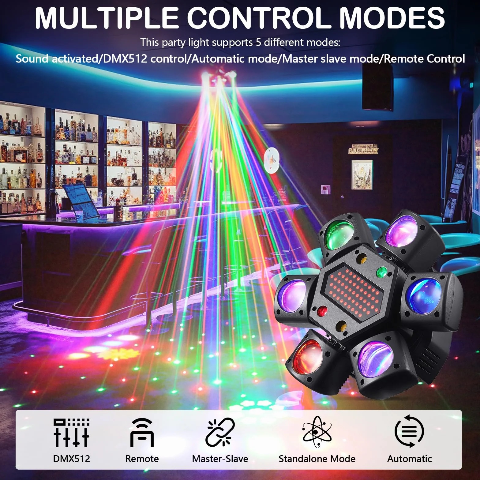 Cabeza Móvil Beam Luces de Escenario, RGB LED Beam Luz Discoteca con Control Remoto, DMX 512 Luminación de Escenario Focos de Efecto para Fiesta DJ Clubes Bar Navidad