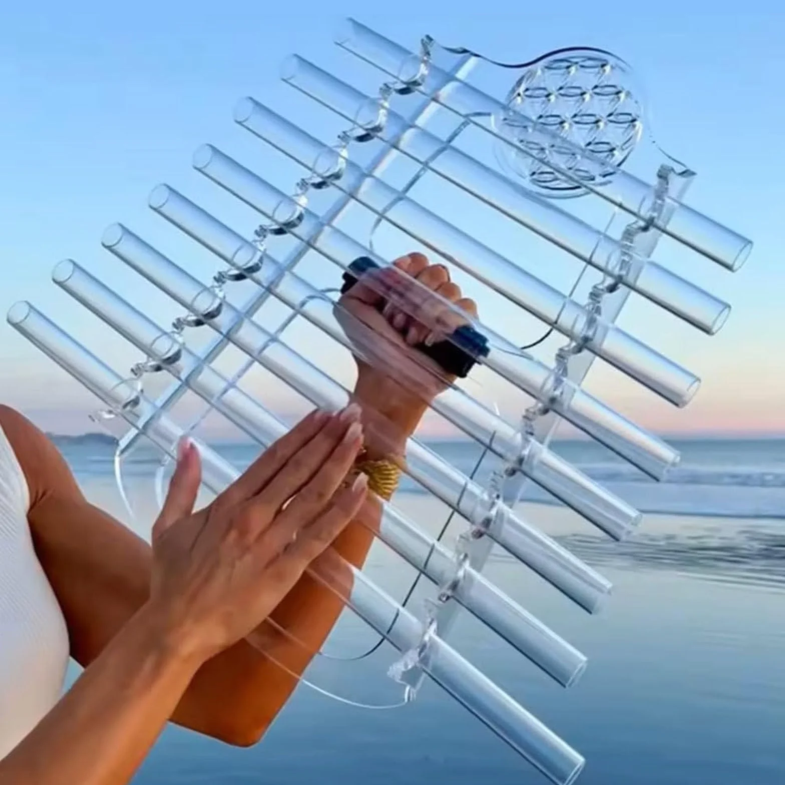 Arpa Cristal Cuarzo con Diseño 432 Hz para Terapia Sonido,Arpa De Cristal Cuarzo 8 Notas 432 Hz con Patrón Flor Vida,con 8 Notas Y Caja Aleación Alúmina,para Baño De Sonido Y Meditación 432hz