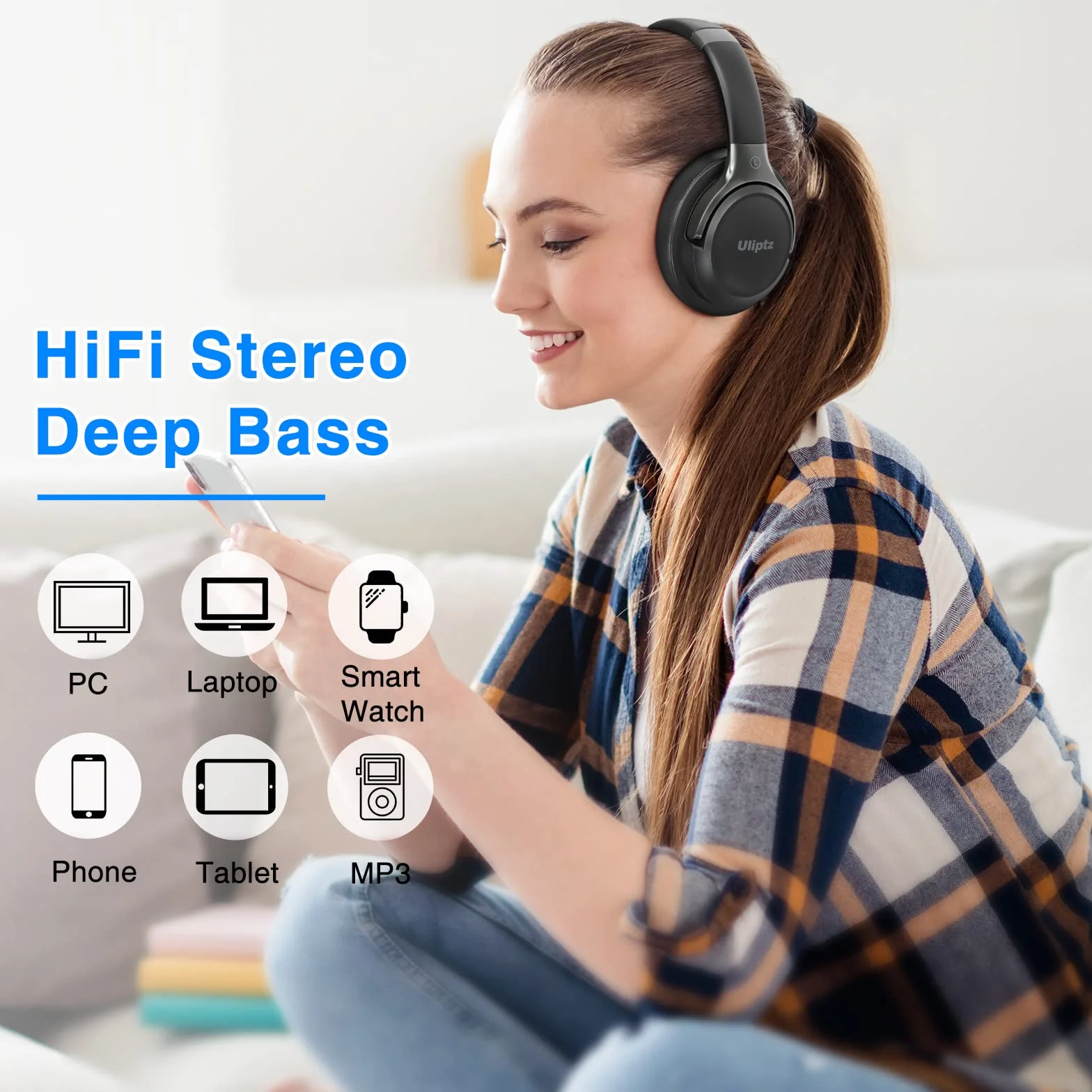 Auriculares Inalámbricos Bluetooth 65 Horas 6 Modos EQ Estéreo HiFi con Micrófono